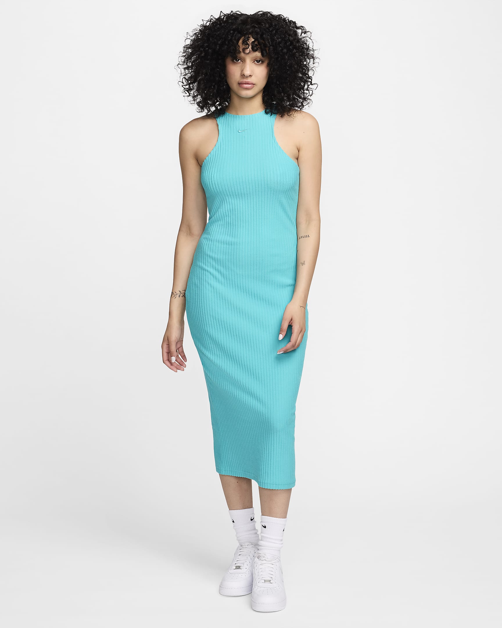 Vestido sin mangas slim midi para mujer Nike Sportswear Chill Rib - Cactus empolvado/Cactus empolvado