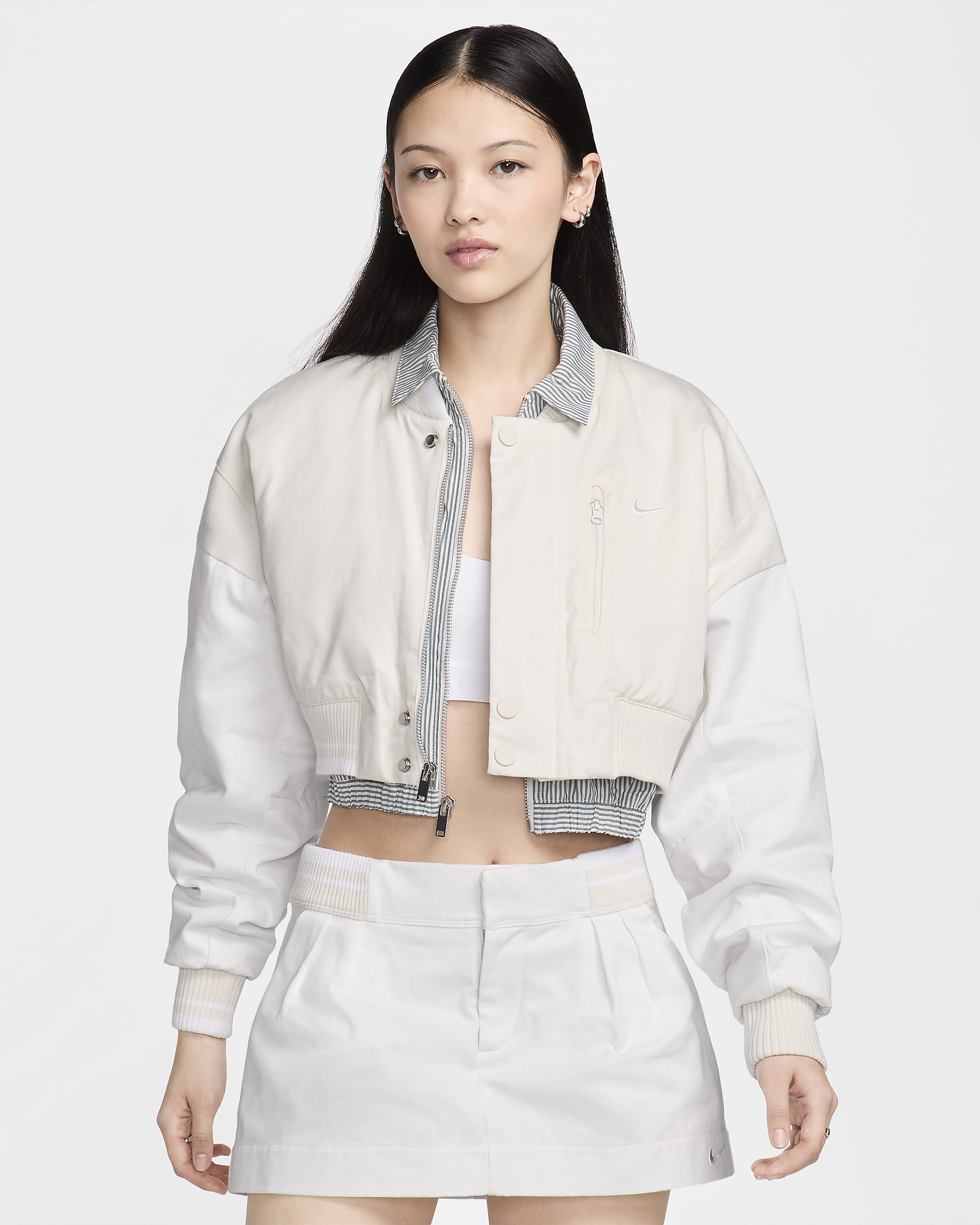 Nike Sportswear Destroyer Women's Cropped Canvas Jacket - Phantom/Summit White/Summit White