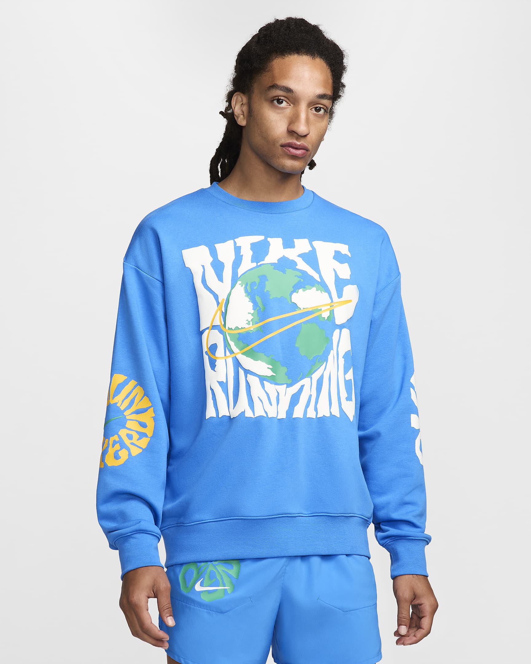 Haut de running en Fleece Dri-FIT Nike Run Energy pour homme - Light Photo Blue/University Gold