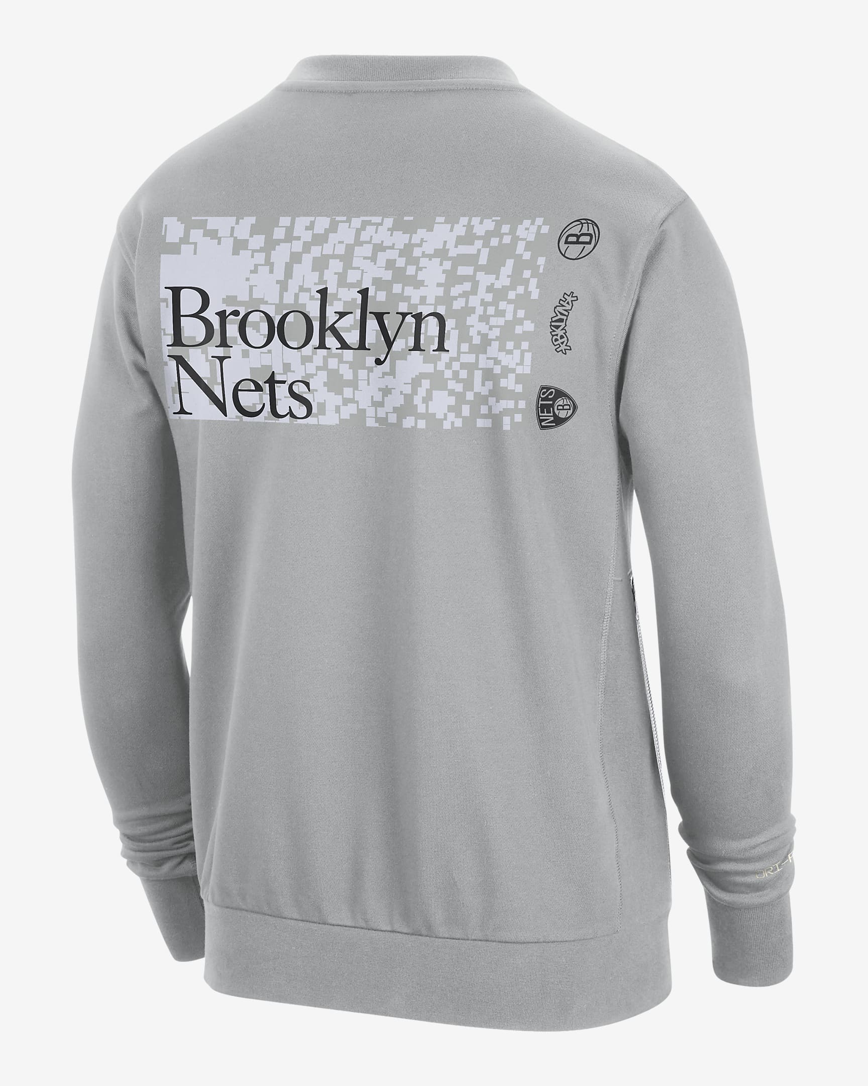 Sweat à col ras-du-cou Nike Dri-FIT NBA Brooklyn Nets Standard Issue pour homme - Flat Silver