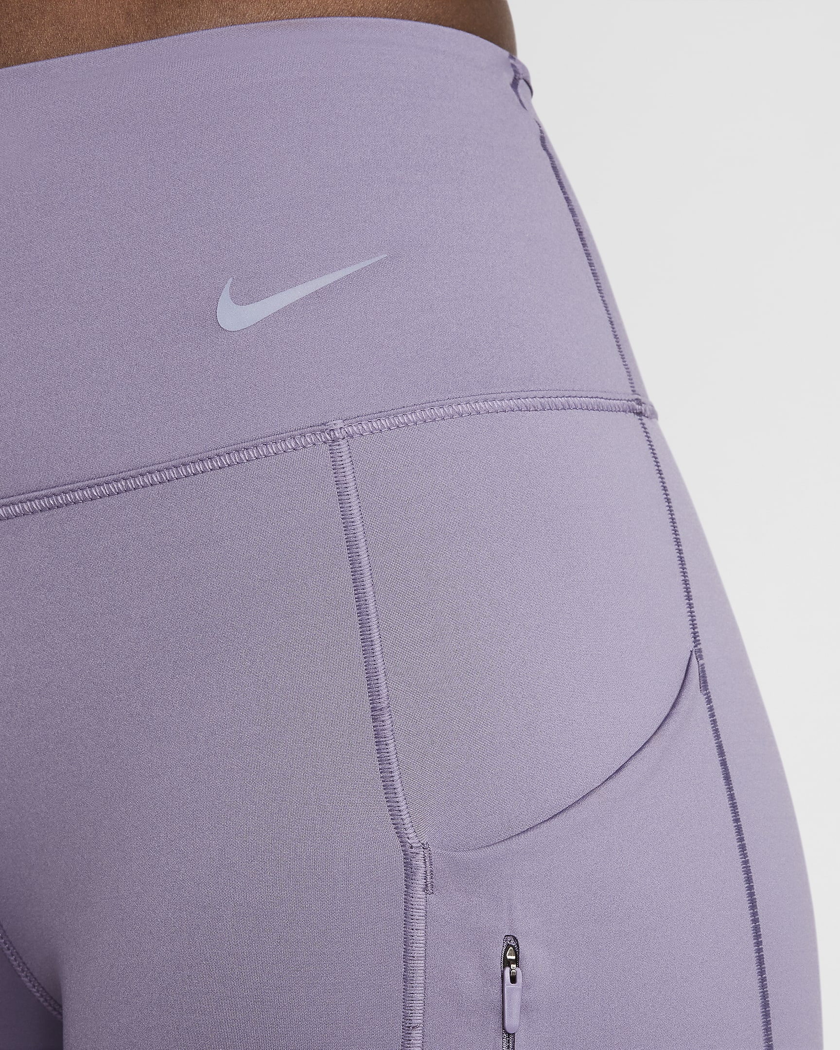 Leggings Nike Go i 7/8-längd med fast stöd, mellanhög midja och fickor för kvinnor - Daybreak/Svart