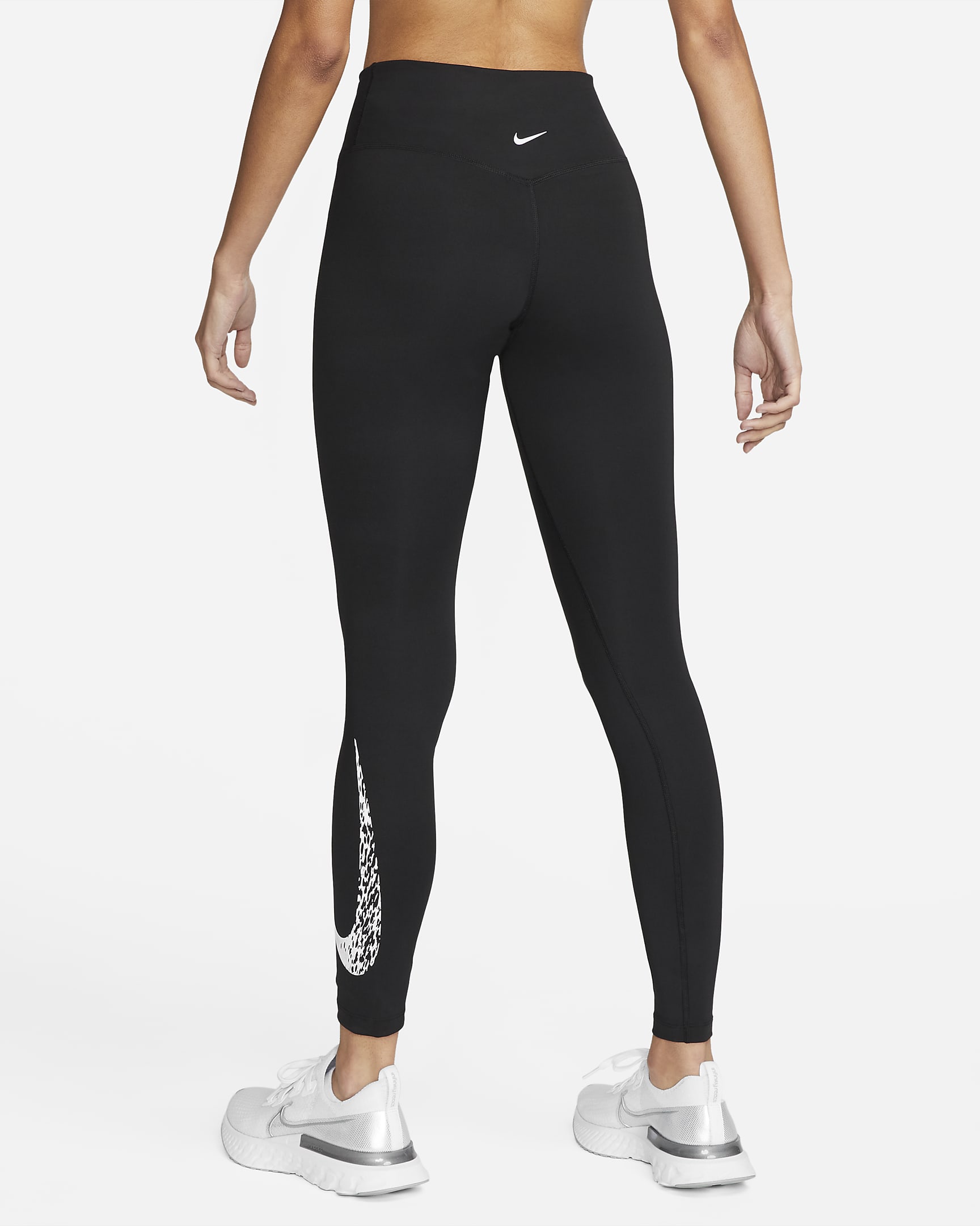 Legging de running 7/8 taille mi-haute Nike Swoosh Run pour femme - Noir/Blanc