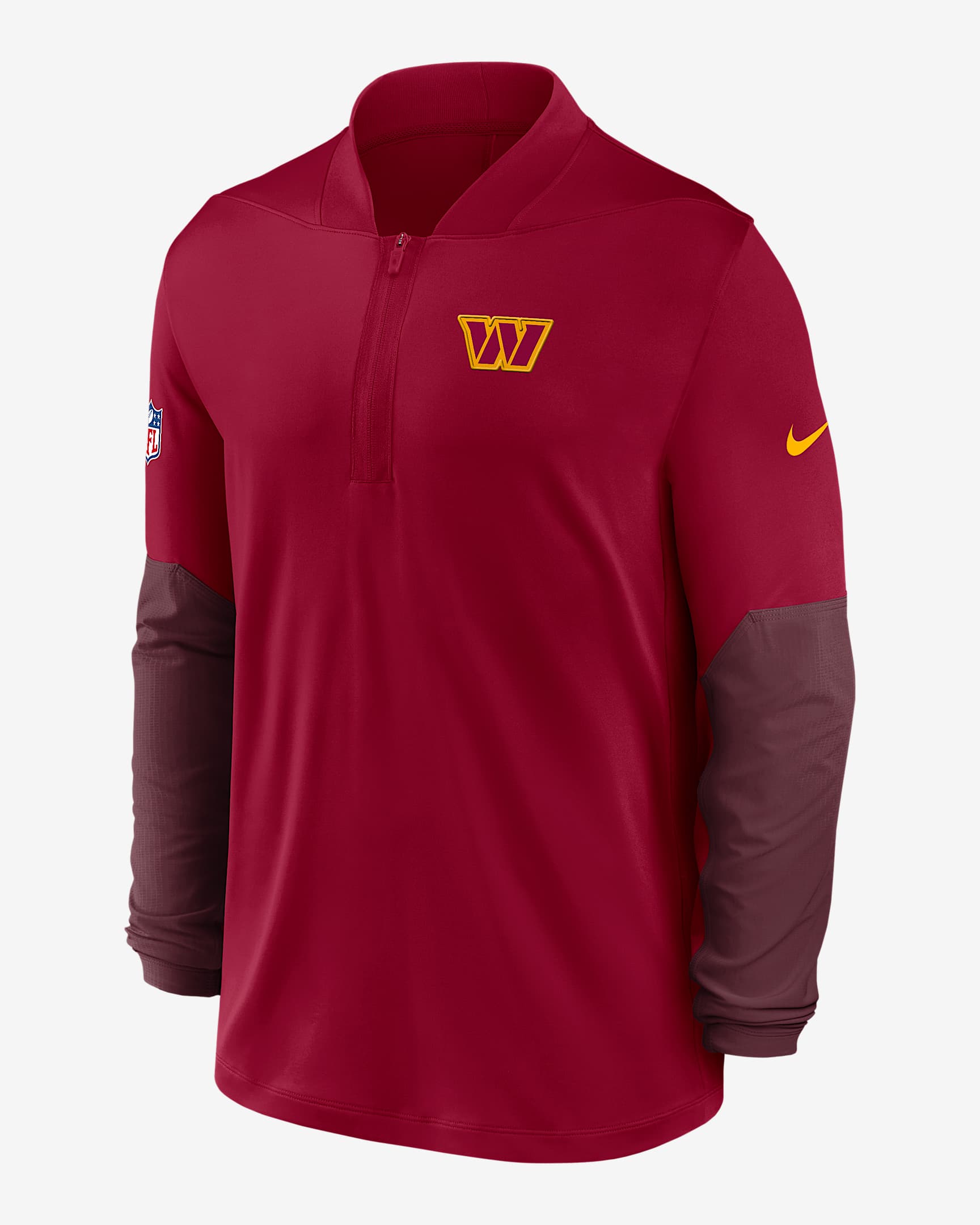 Washington Commanders Feel The Pressure Men's Nike Dri-FIT NFL 1/2-Zip Top - Burgundy