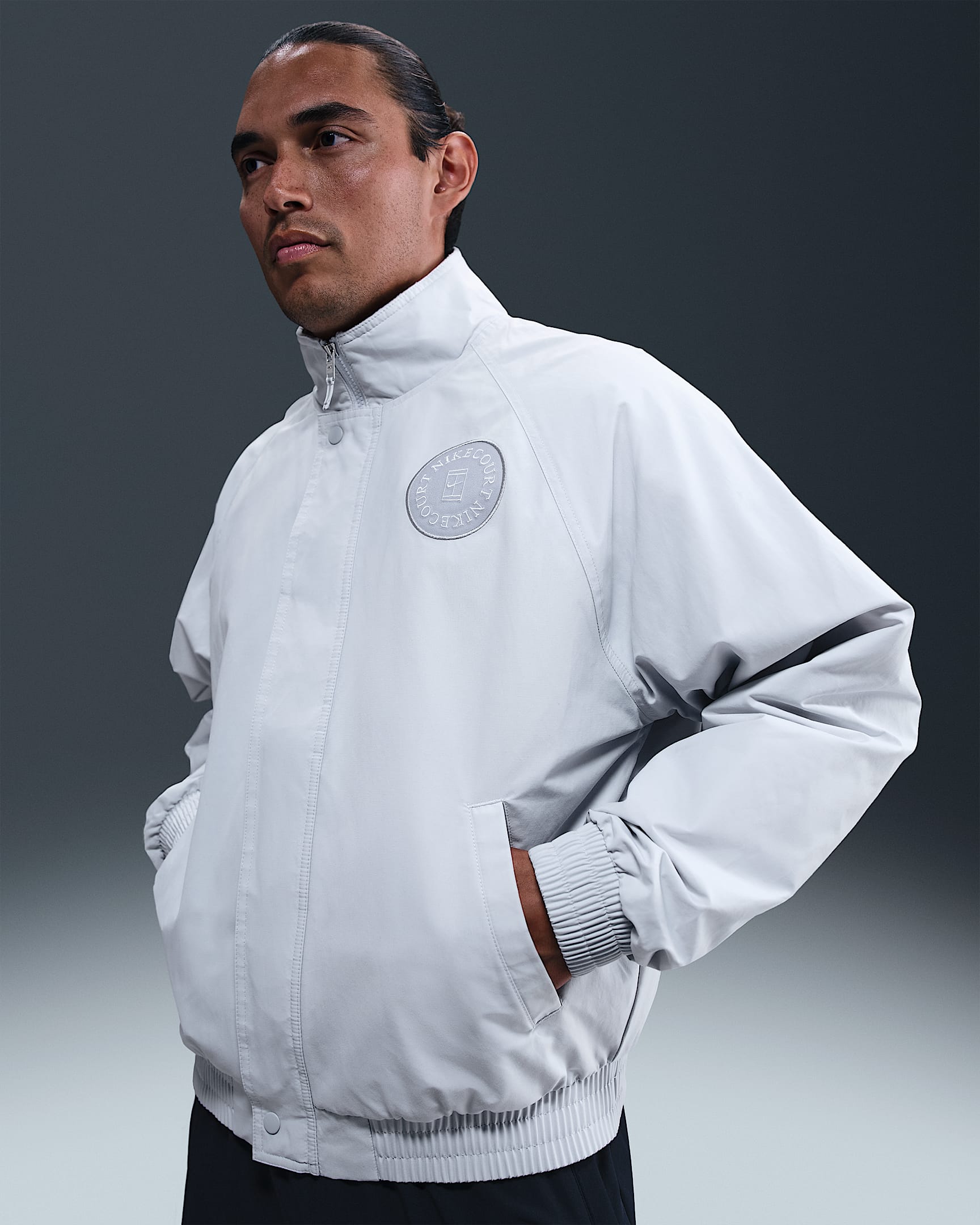Giacca da tennis NikeCourt Heritage – Uomo - Pure Platinum/Wolf Grey