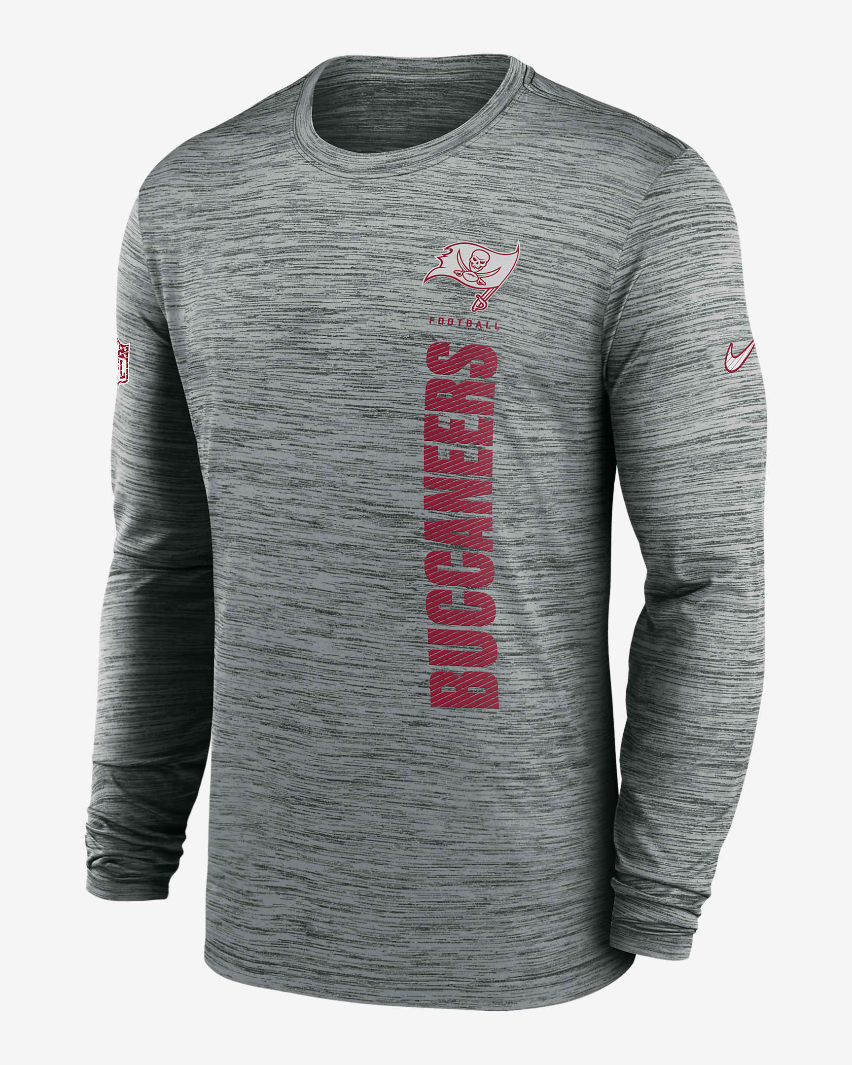 Tampa Bay Buccaneers Sideline Velocity Men's Nike Dri-FIT NFL Long-Sleeve T-Shirt - Grey Heather