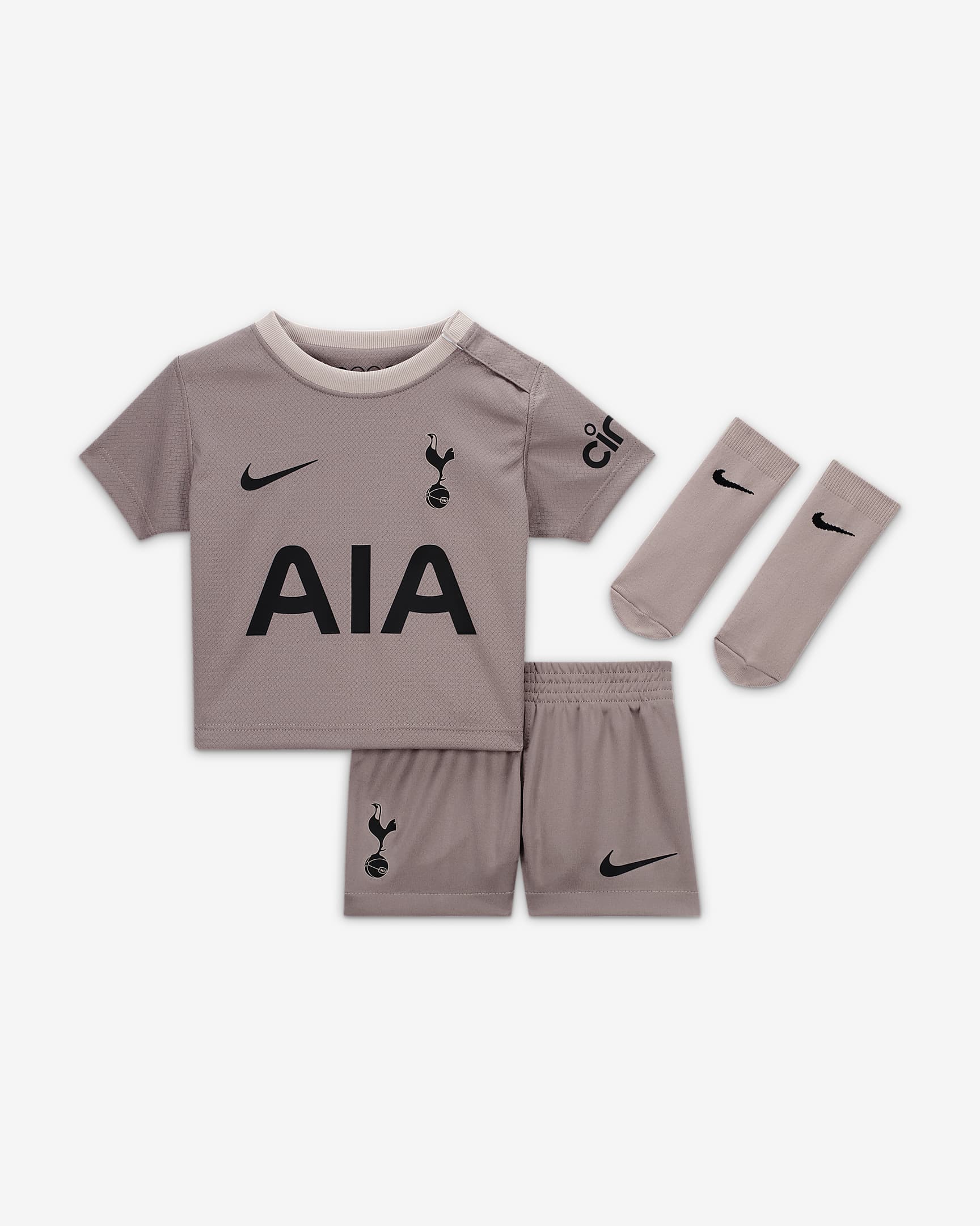 Tottenham Hotspur 2023/24 Third Baby/Toddler Nike Football 3-Piece Kit - Taupe Haze/Diffused Taupe/Black