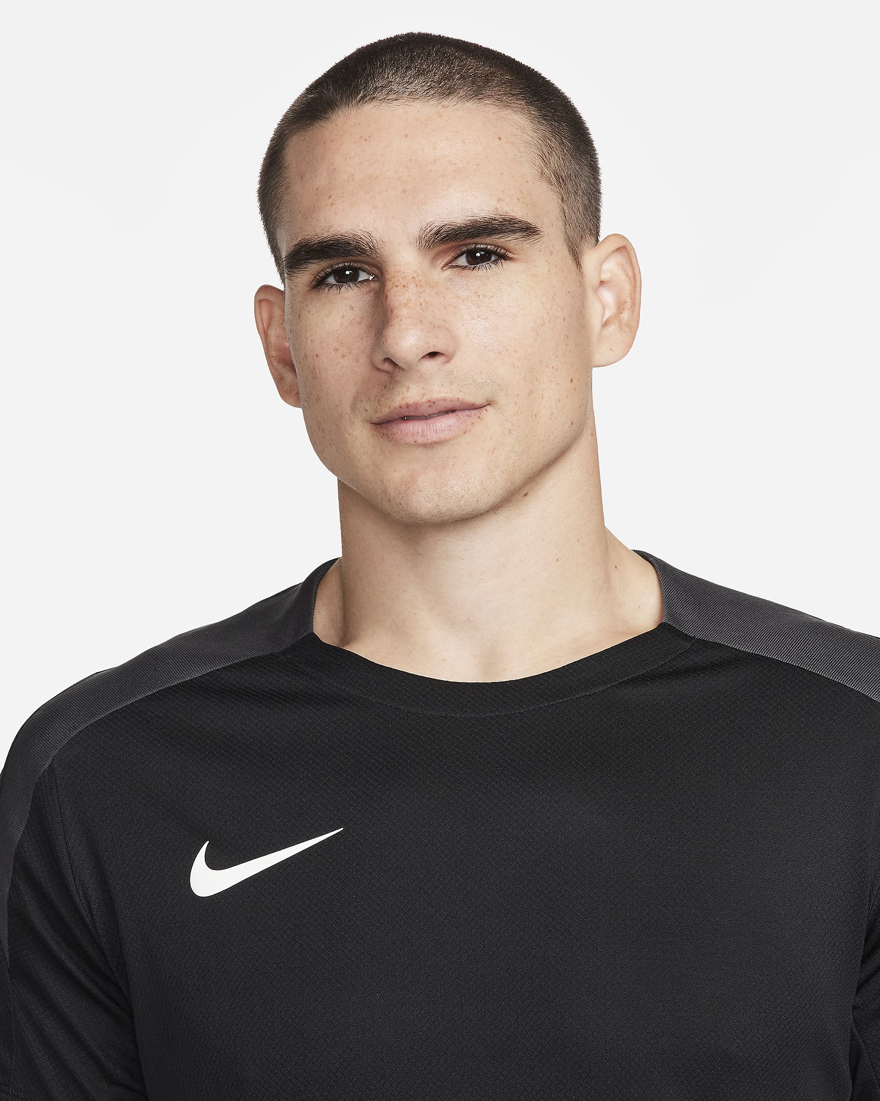 Męska koszulka piłkarska z krótkim rękawem Dri-FIT Nike Strike - Czerń/Czerń/Anthracite/Biel