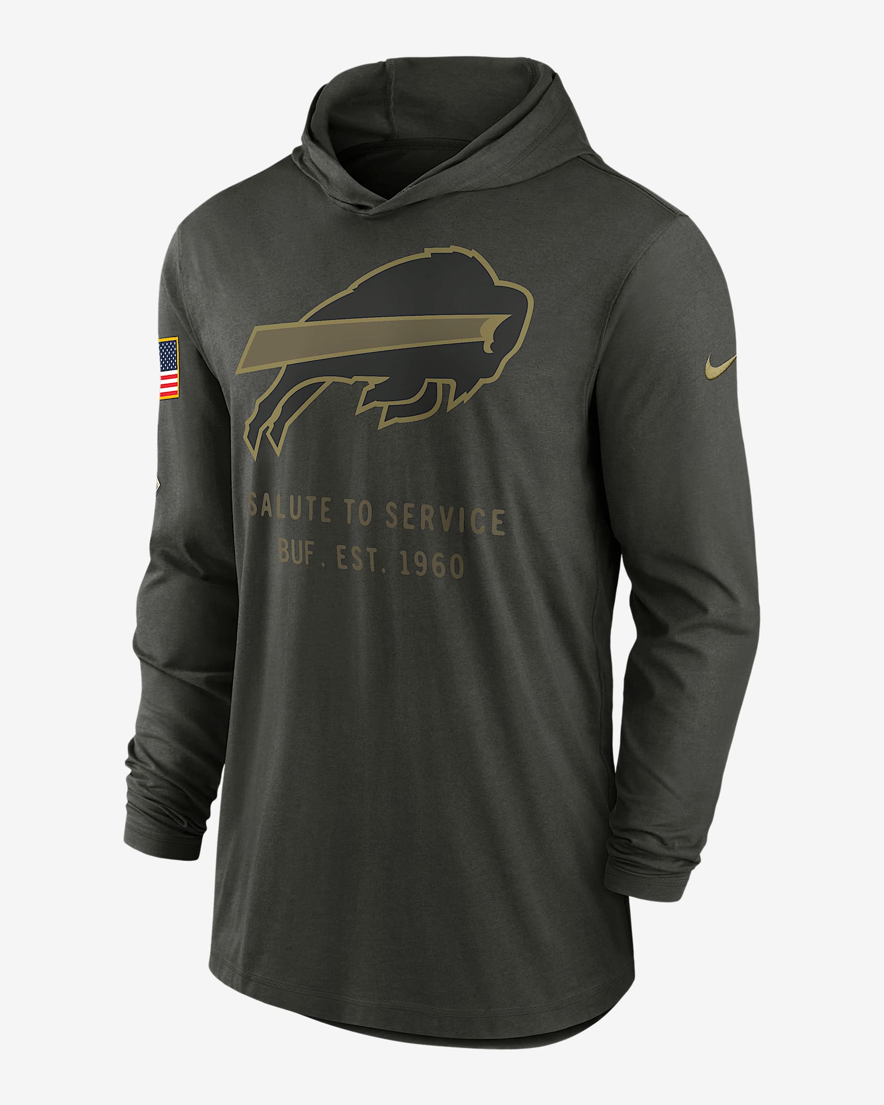 Buffalo Bills Salute to Service Sideline Men’s Nike Dri-FIT NFL Long-Sleeve Hooded Top - Sequoia