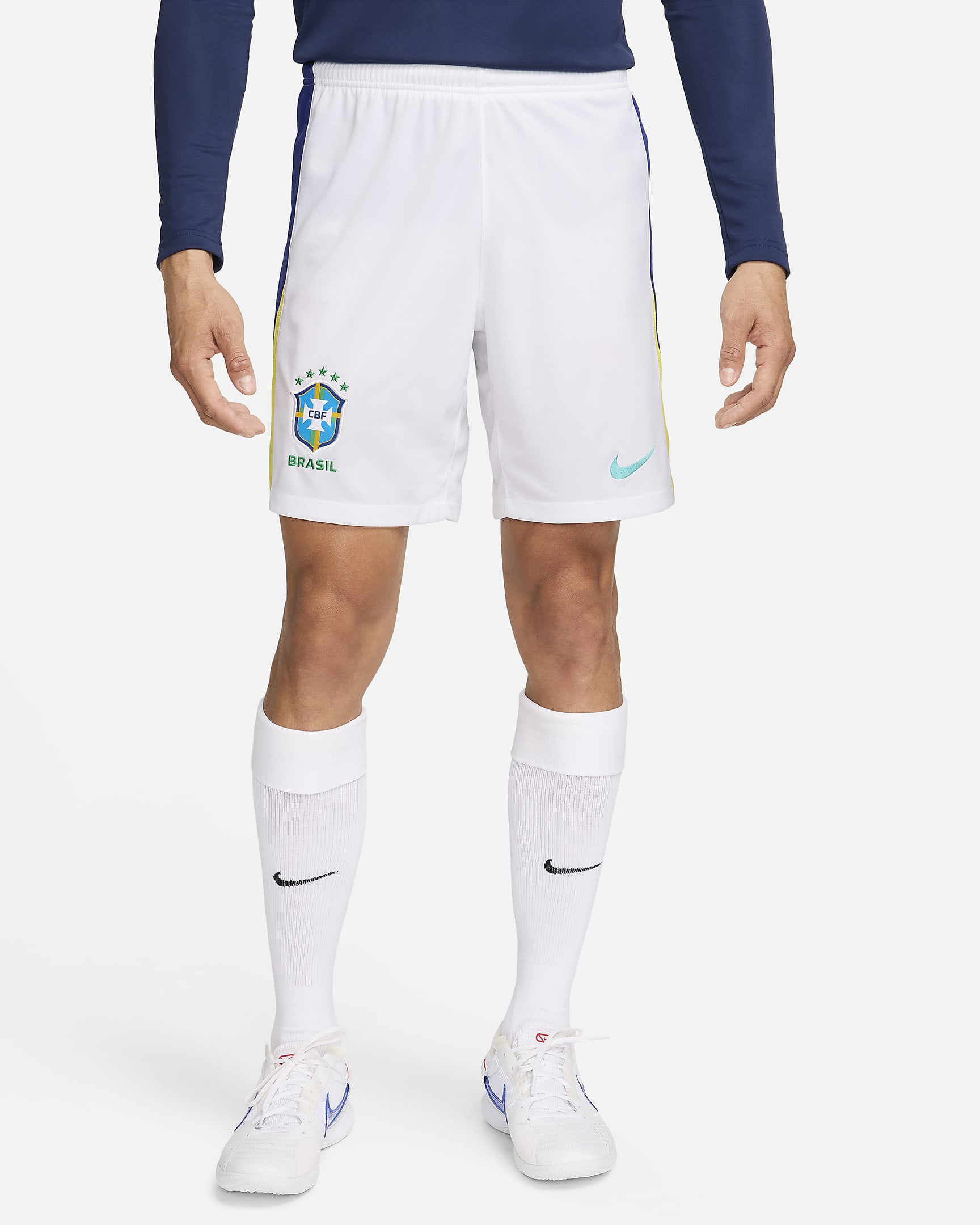 กางเกงฟุตบอลขาสั้น Replica ผู้ชาย Nike Dri-FIT Brazil 2024 Stadium Away - ขาว/Light Retro