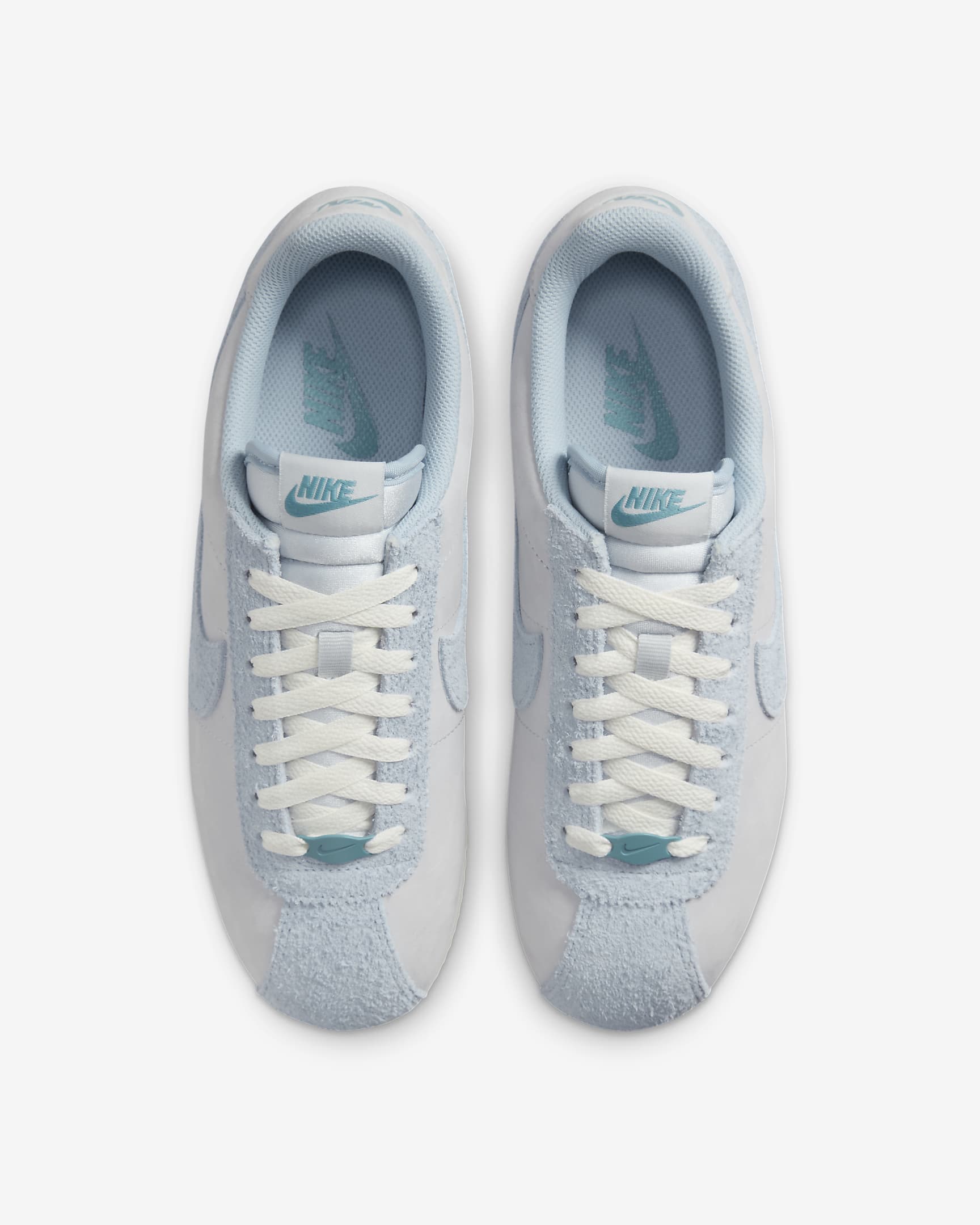 Nike Cortez Premium Leather Women's Shoes - Pure Platinum/Denim Turquoise/Sail/Light Armory Blue