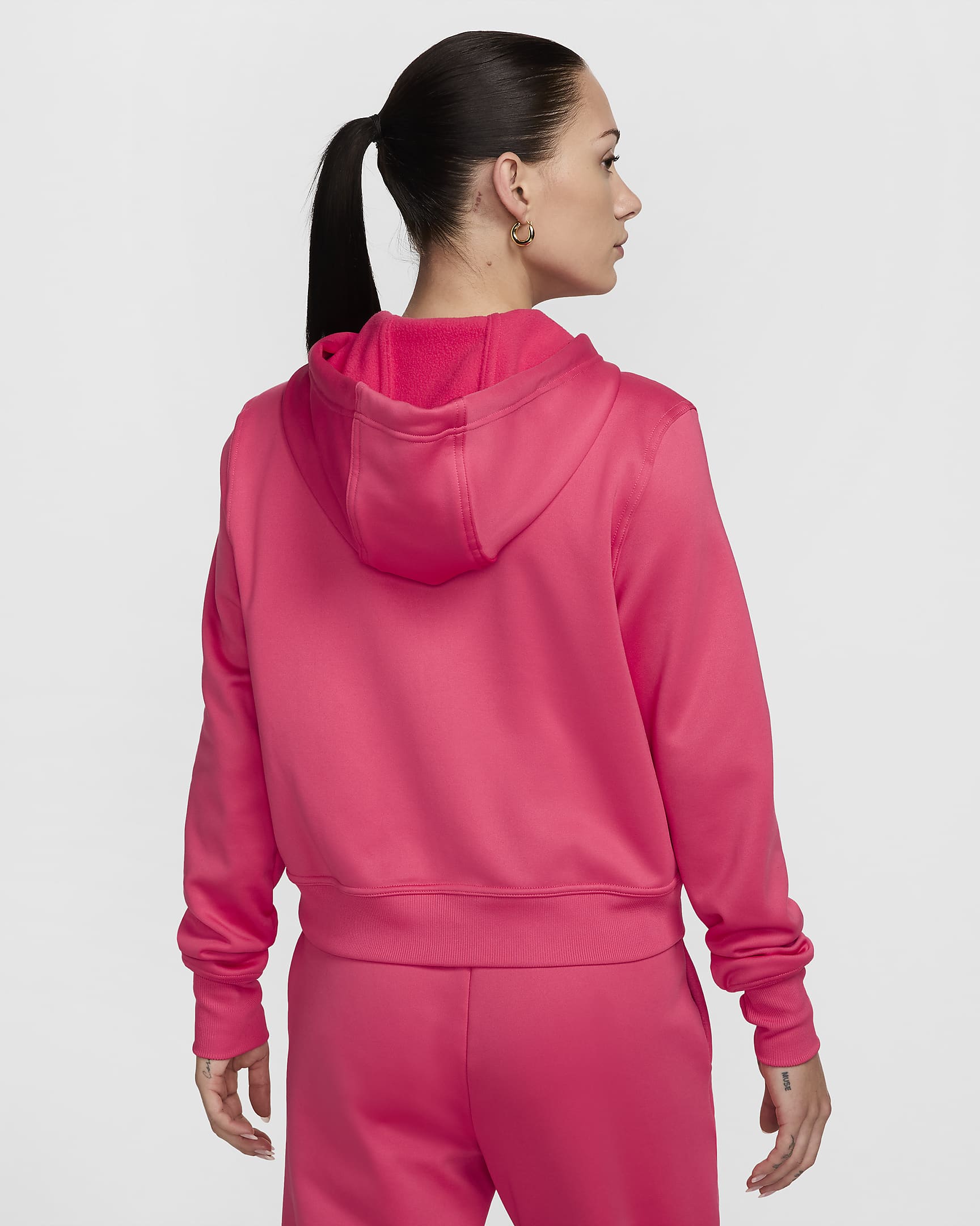 Sudadera con gorro de cierre completo para mujer Nike Therma-FIT One - Rosa margarita/Negro