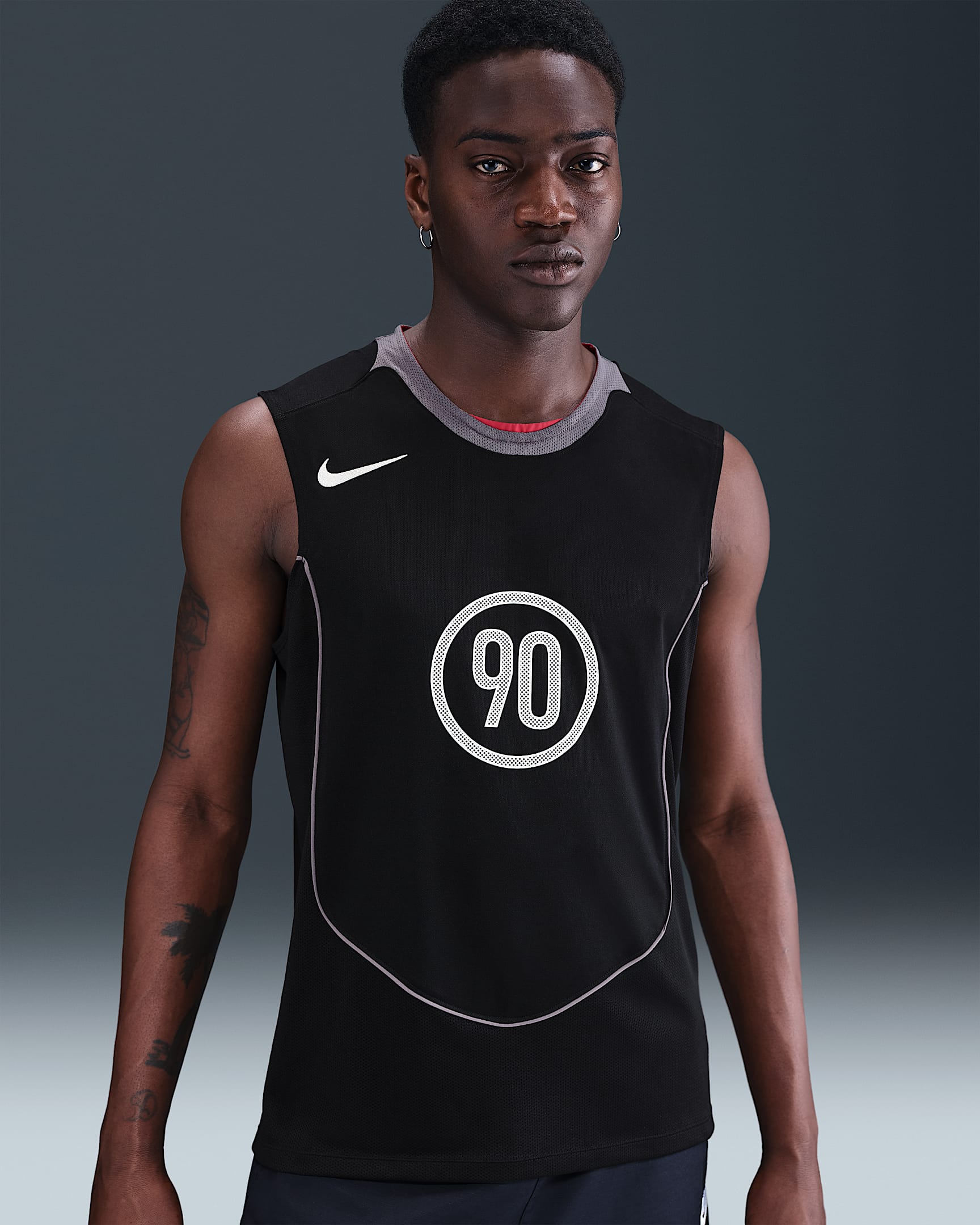Nike Total 90 Men's Dri-FIT Sleeveless Football Top - Black/Light Graphite/Gym Red/Sail
