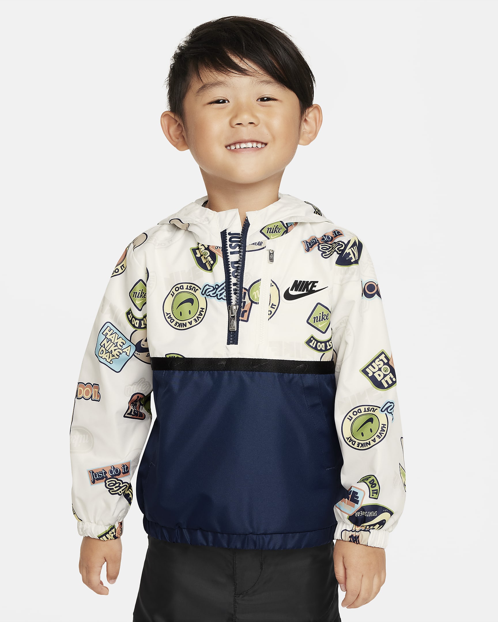 Nike Half-Zip Print Blocked Anorak Toddler Jacket - Sail