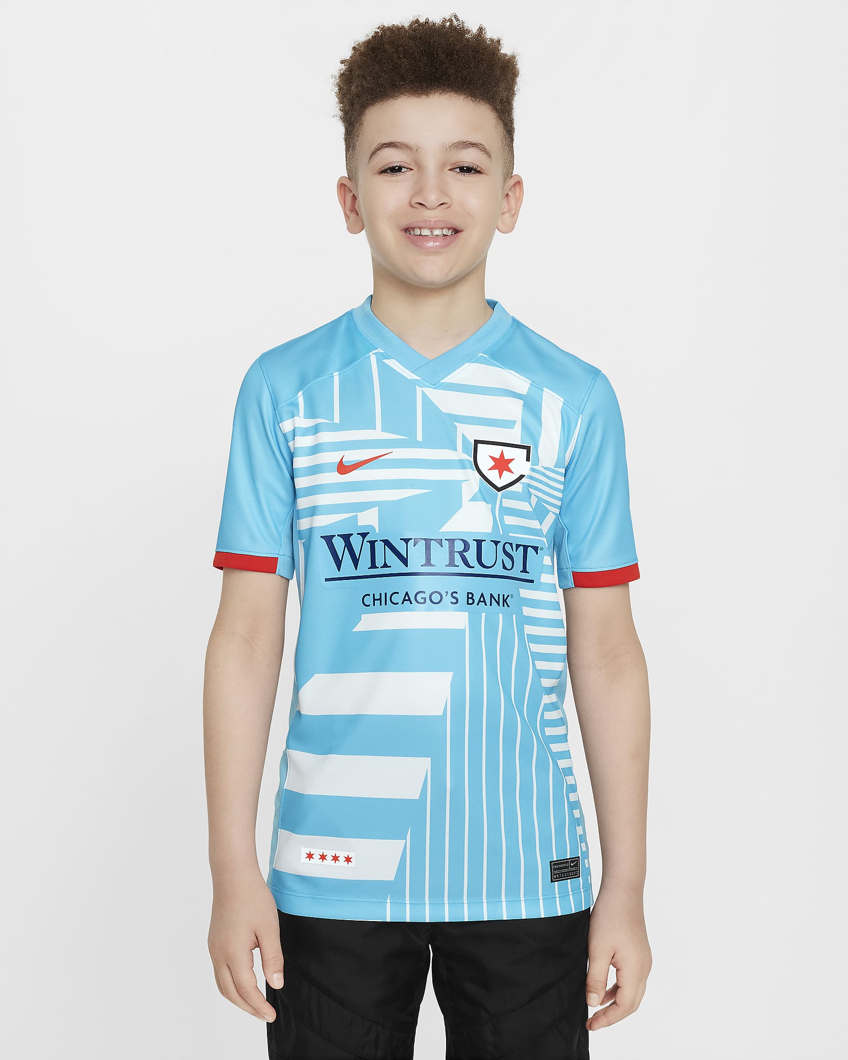 Chicago Red Stars 2024 Stadium Primary Big Kids' Nike Dri-FIT NWSL Replica Jersey - Baltic Blue