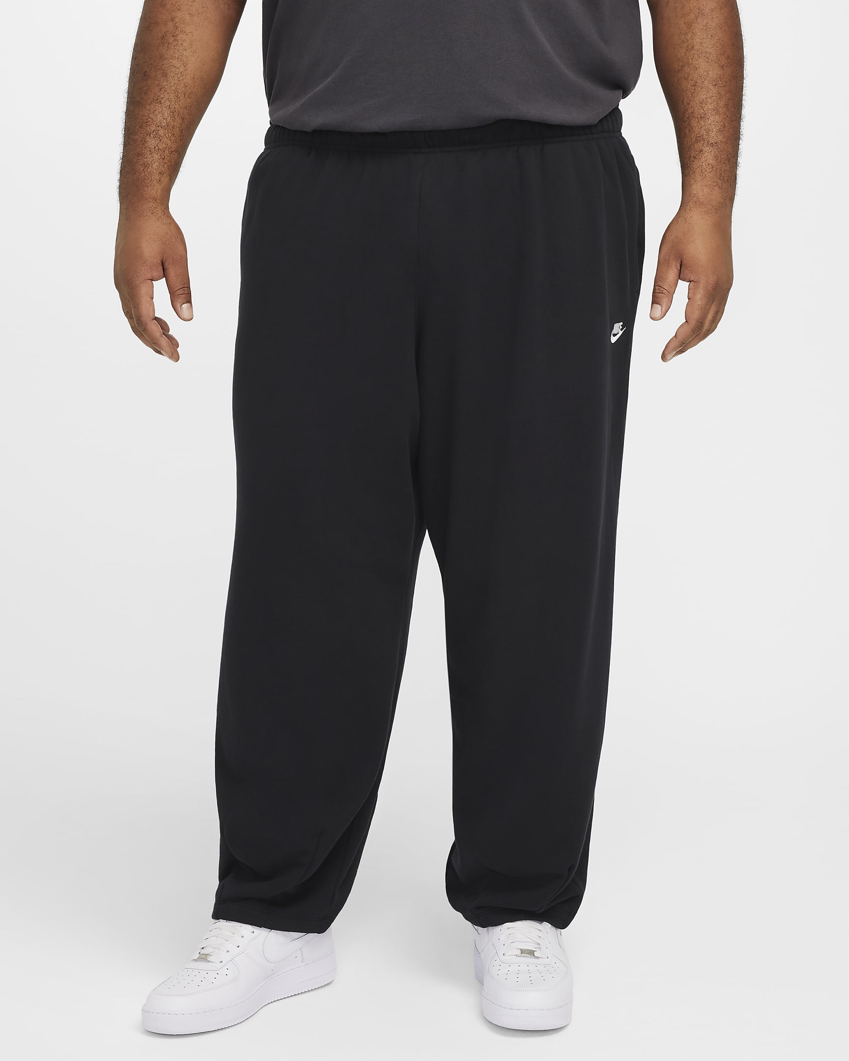 Nike Club Fleece Men's Oversized French Terry Trousers - Black/Black/White