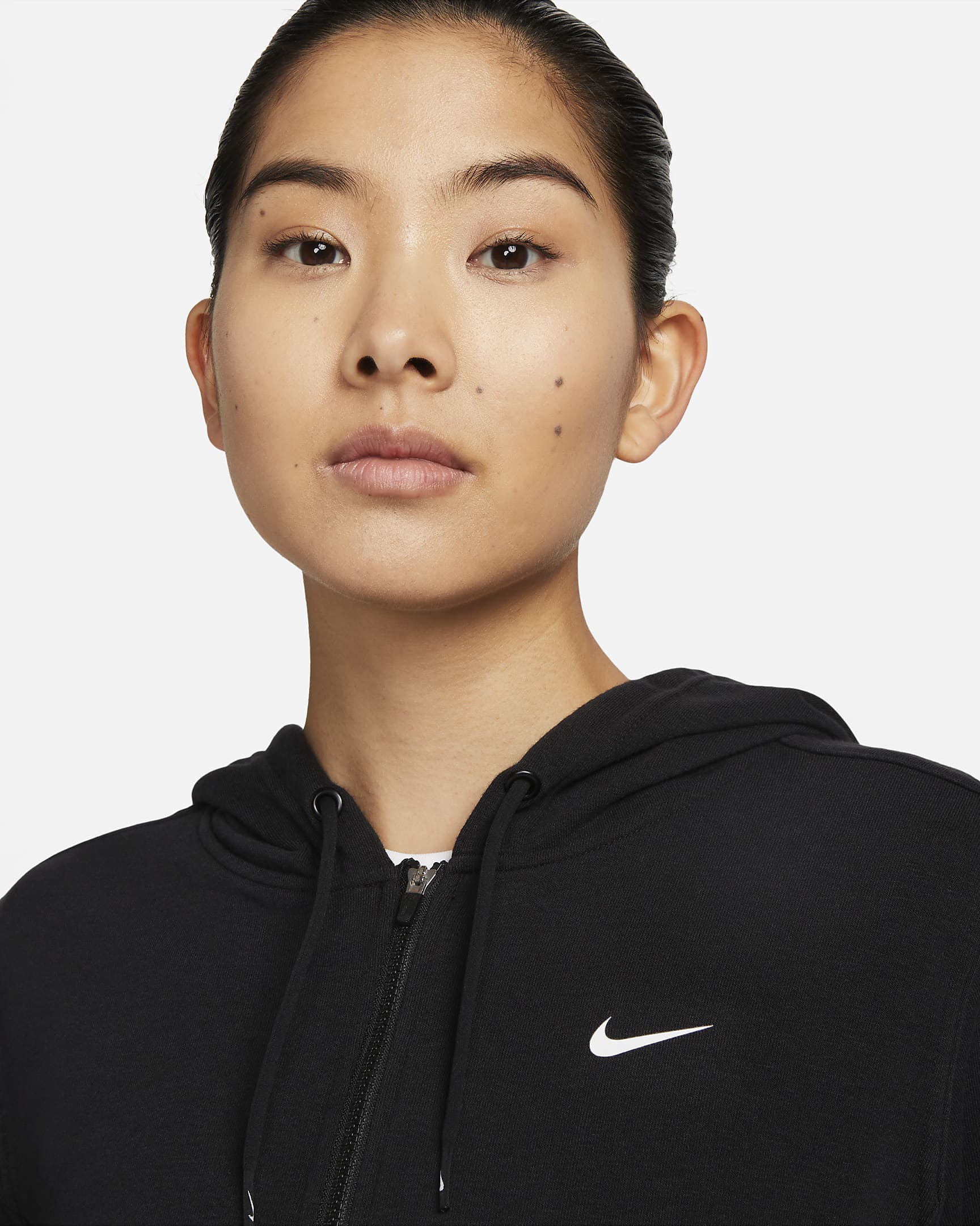 Nike Dri-FIT One Women's Full-Zip French Terry Hoodie - Black/White