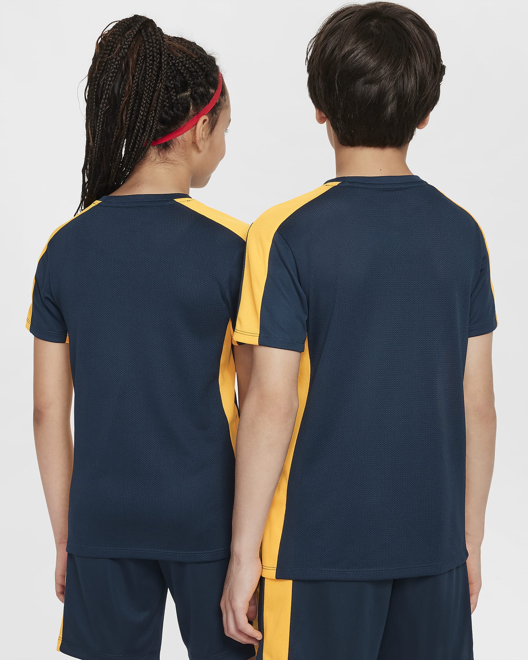 Camisola de futebol Dri-FIT Academy23 Kylian Mbappé Júnior - Armory Navy/Laranja Laser