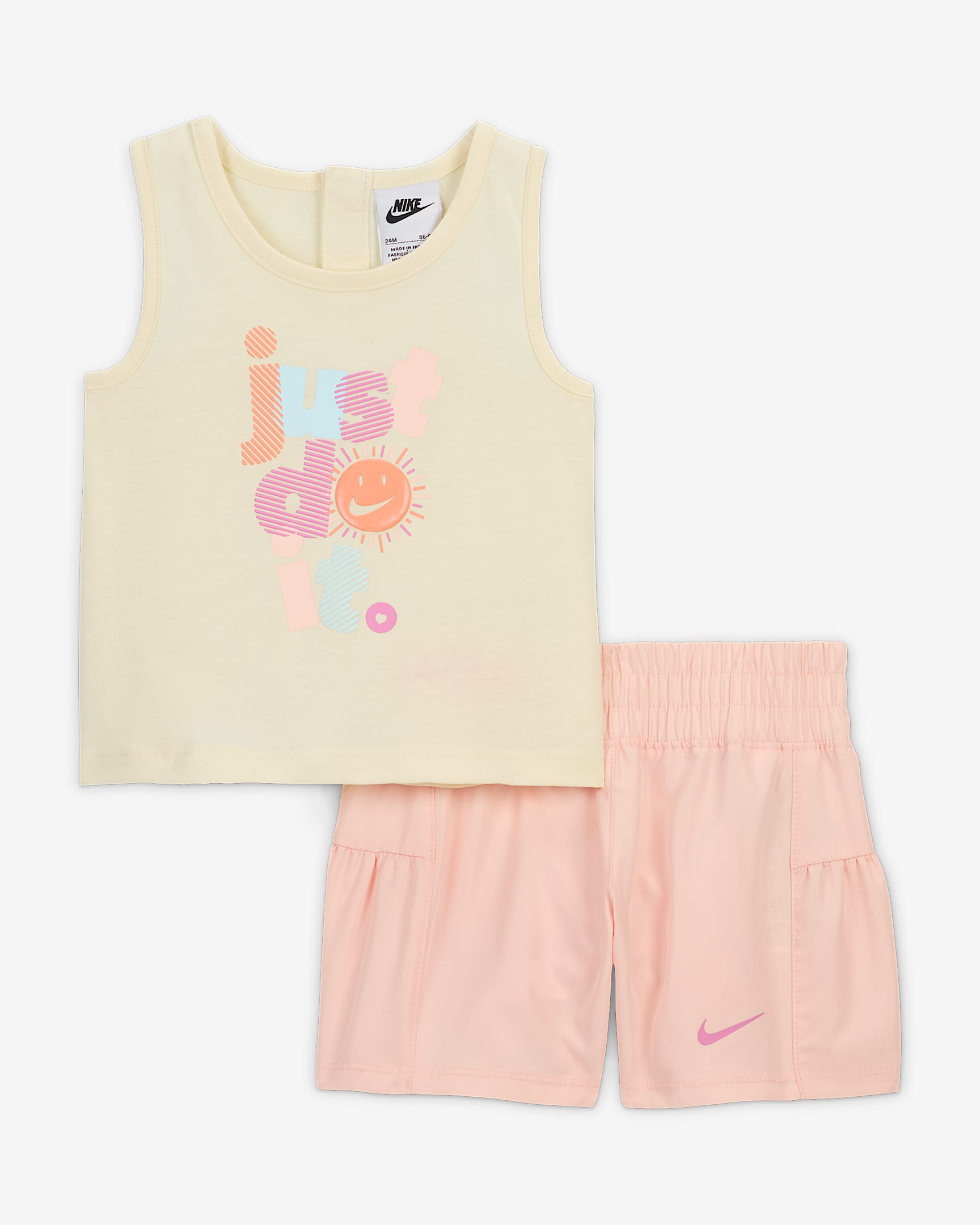 Set med linne och shorts Nike Dri-FIT Sunny Swoosh för baby (12–24 mån) - Washed Coral