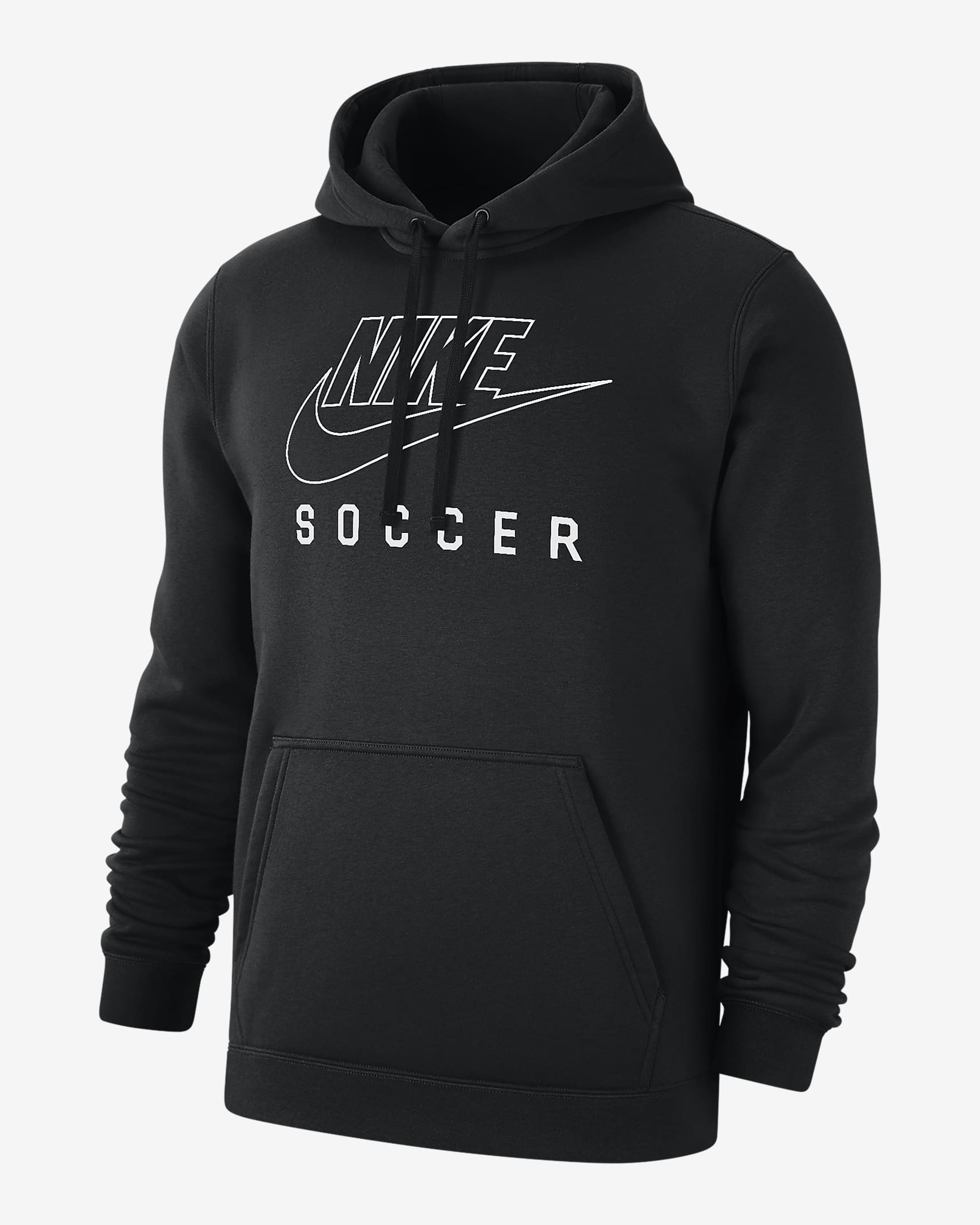 Nike Swoosh Club Fleece Men's Soccer Pullover Hoodie - Black