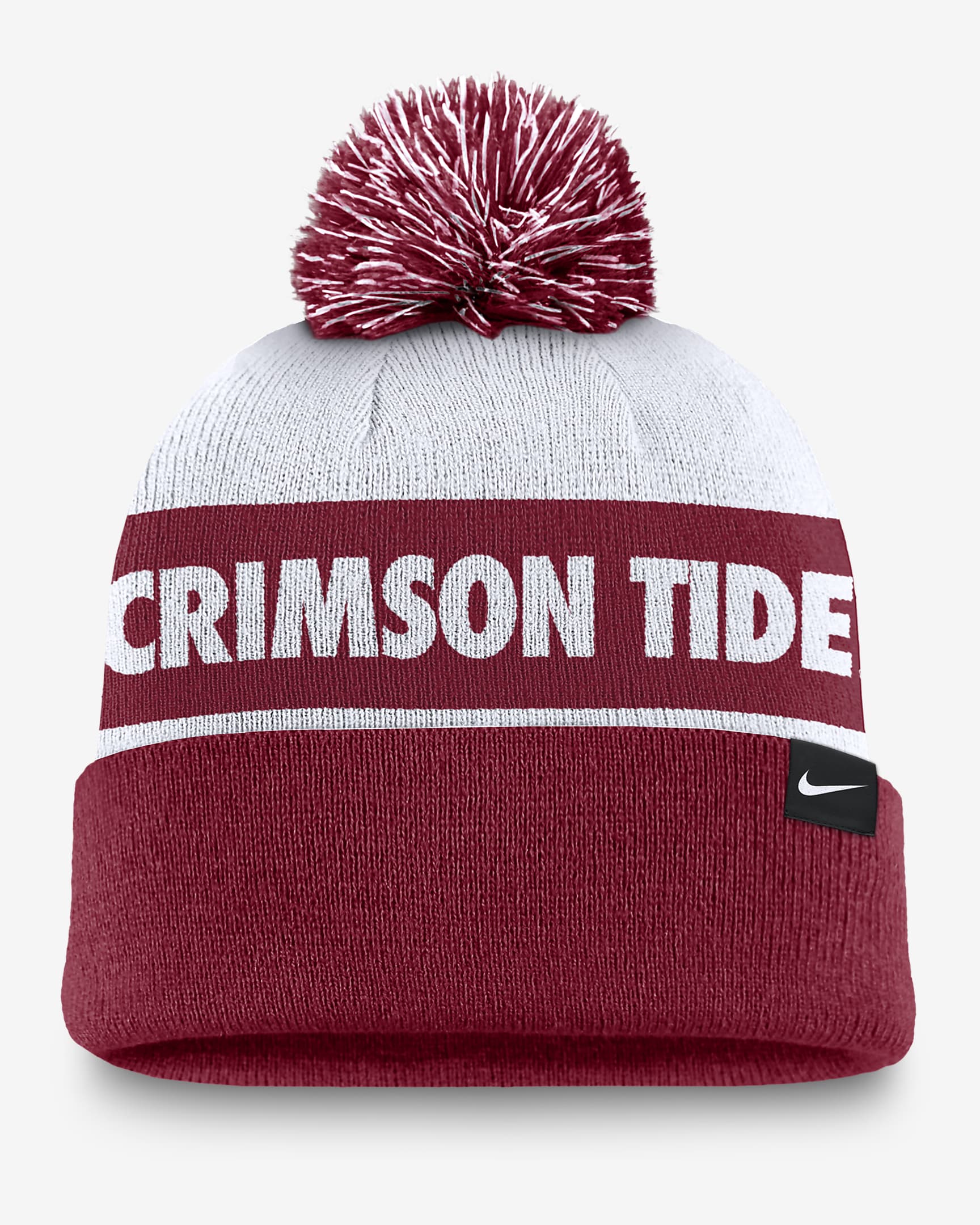 Alabama Crimson Tide Primetime Peak Men's Nike College Cuffed Pom Beanie - Team Crimson