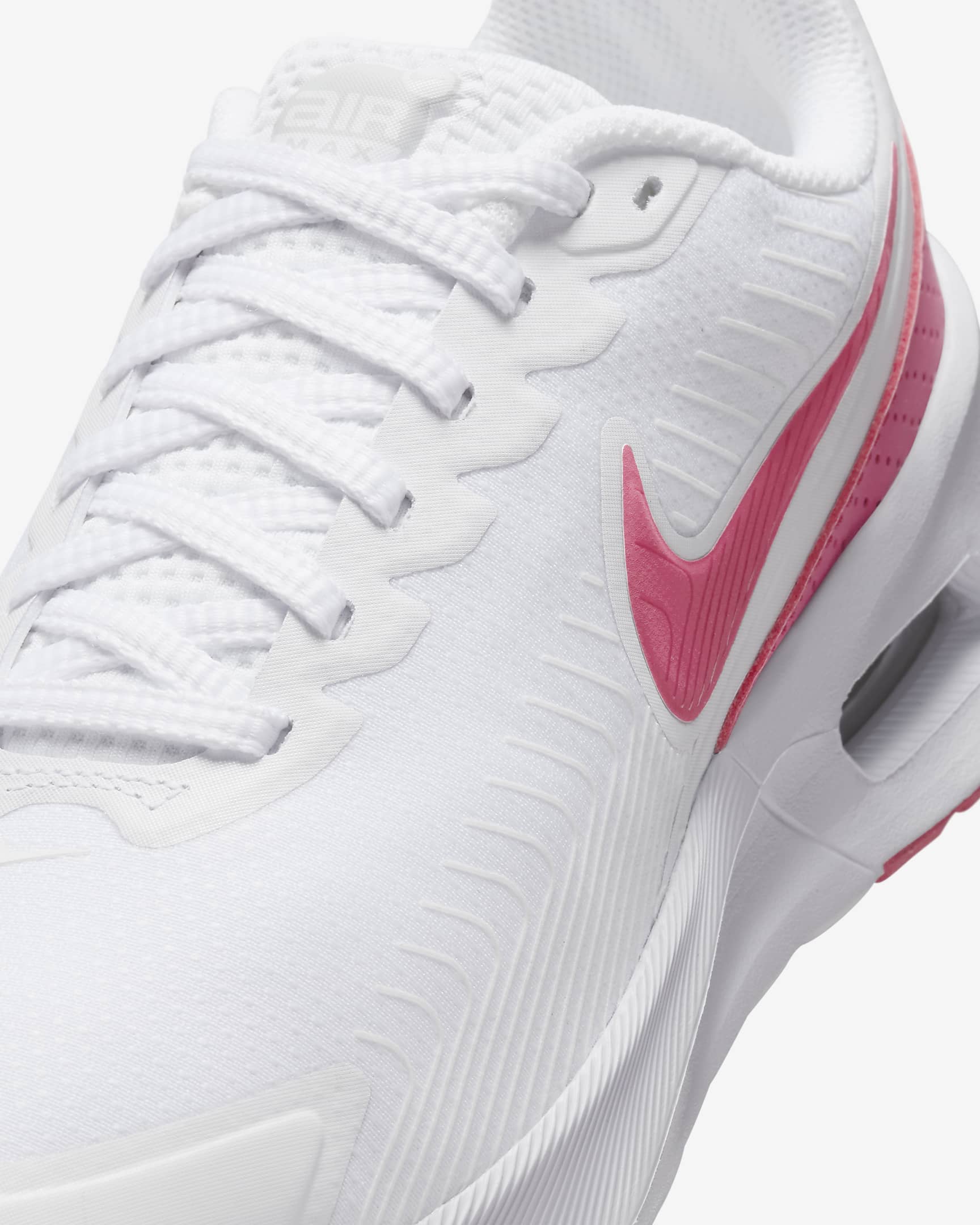 Tenis para mujer Nike Air Max Nuaxis - Blanco/Negro/Rojo cometa/Rosa margarita