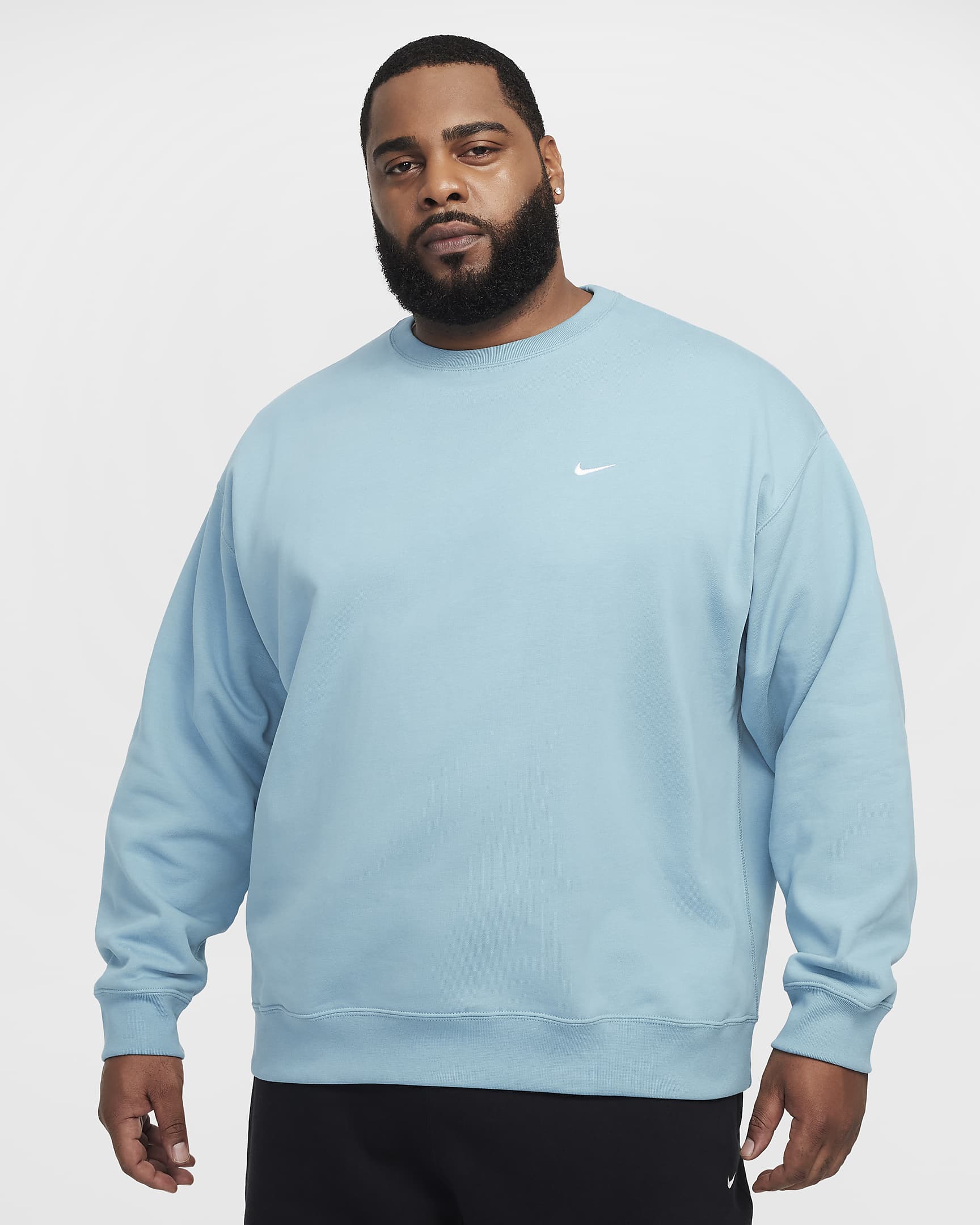 Nike Solo Swoosh Men's Fleece Crew - Denim Turquoise/White