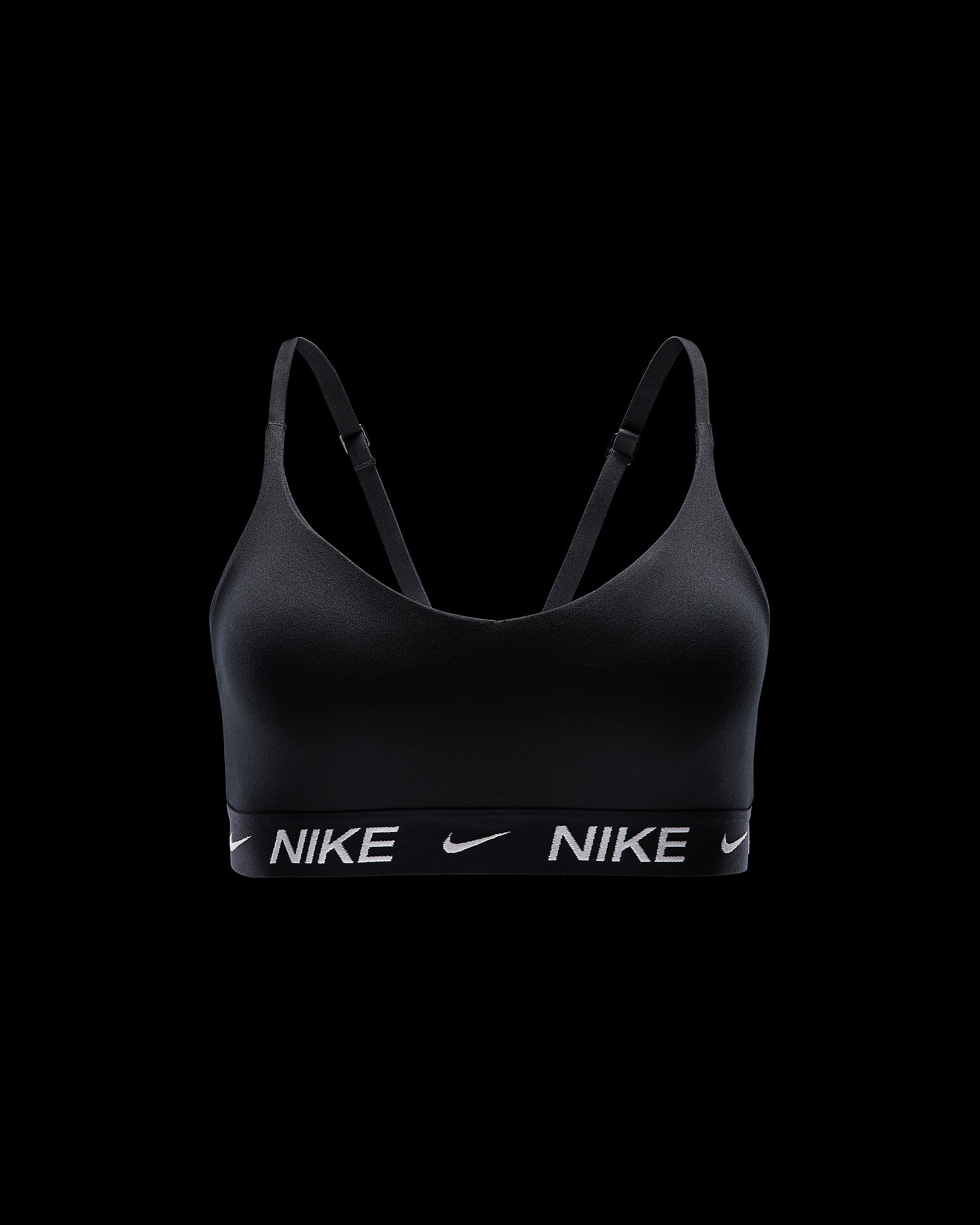 Nike Indy Light Support justerbar sports-BH med polstring til dame - Svart/Svart/Hvit