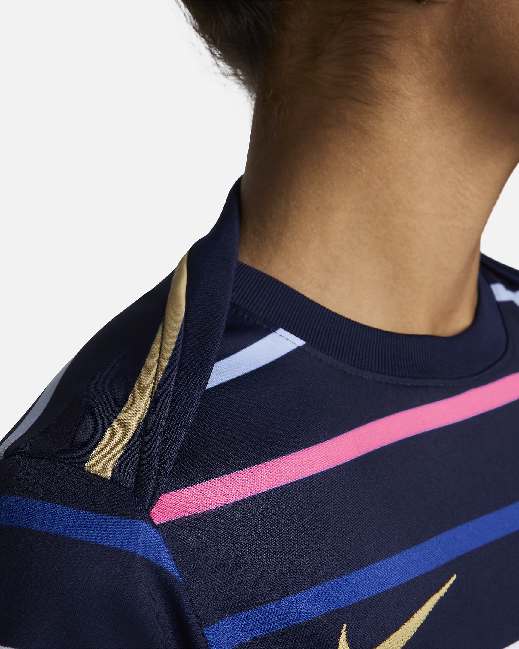 FFF Academy Pro Home Nike Dri-FIT Pre-Match-Fußballoberteil für Damen - Blackened Blue/Club Gold