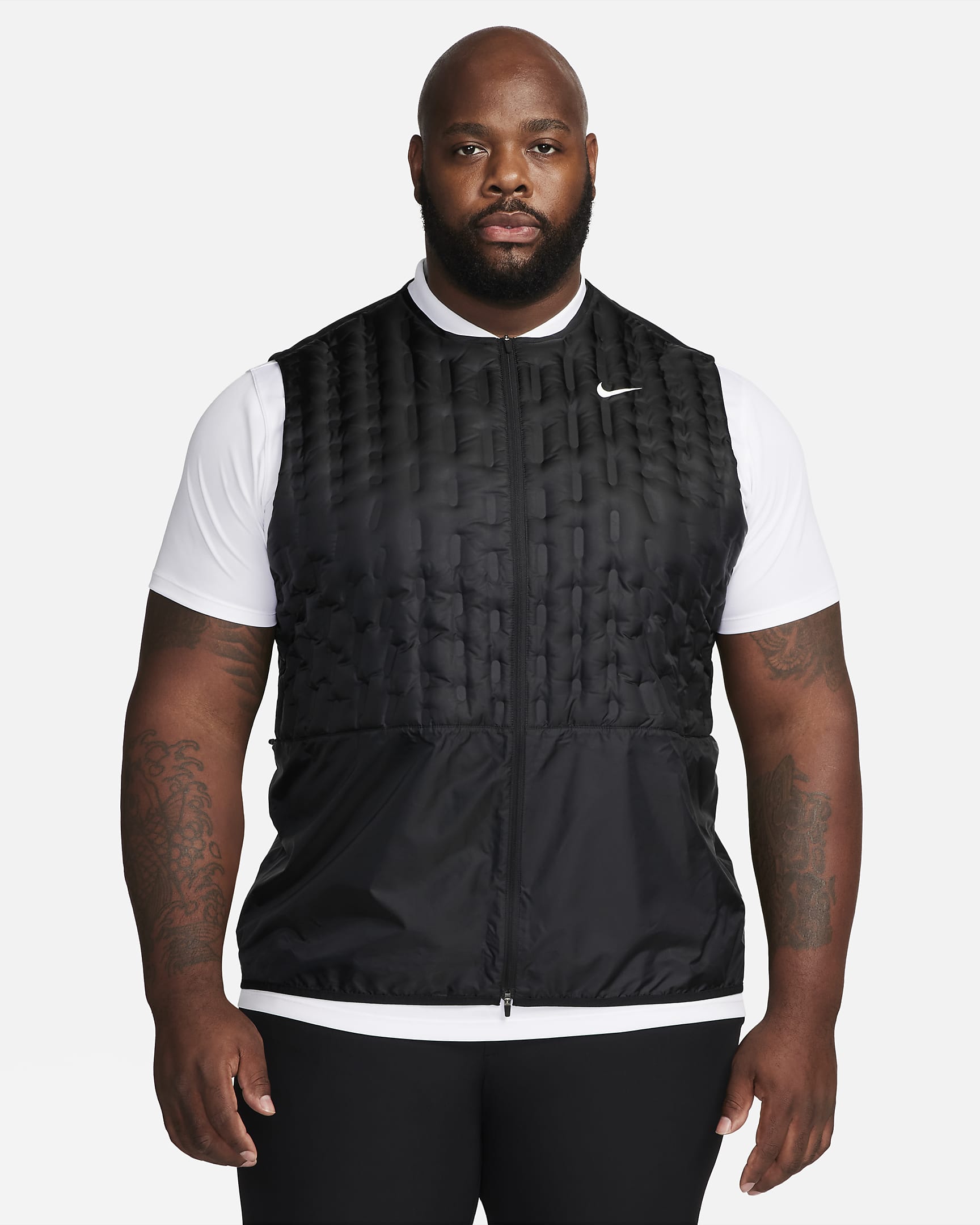 Nike Therma-FIT Repel Men's Full-Zip Down Golf Vest - Black/Black/White