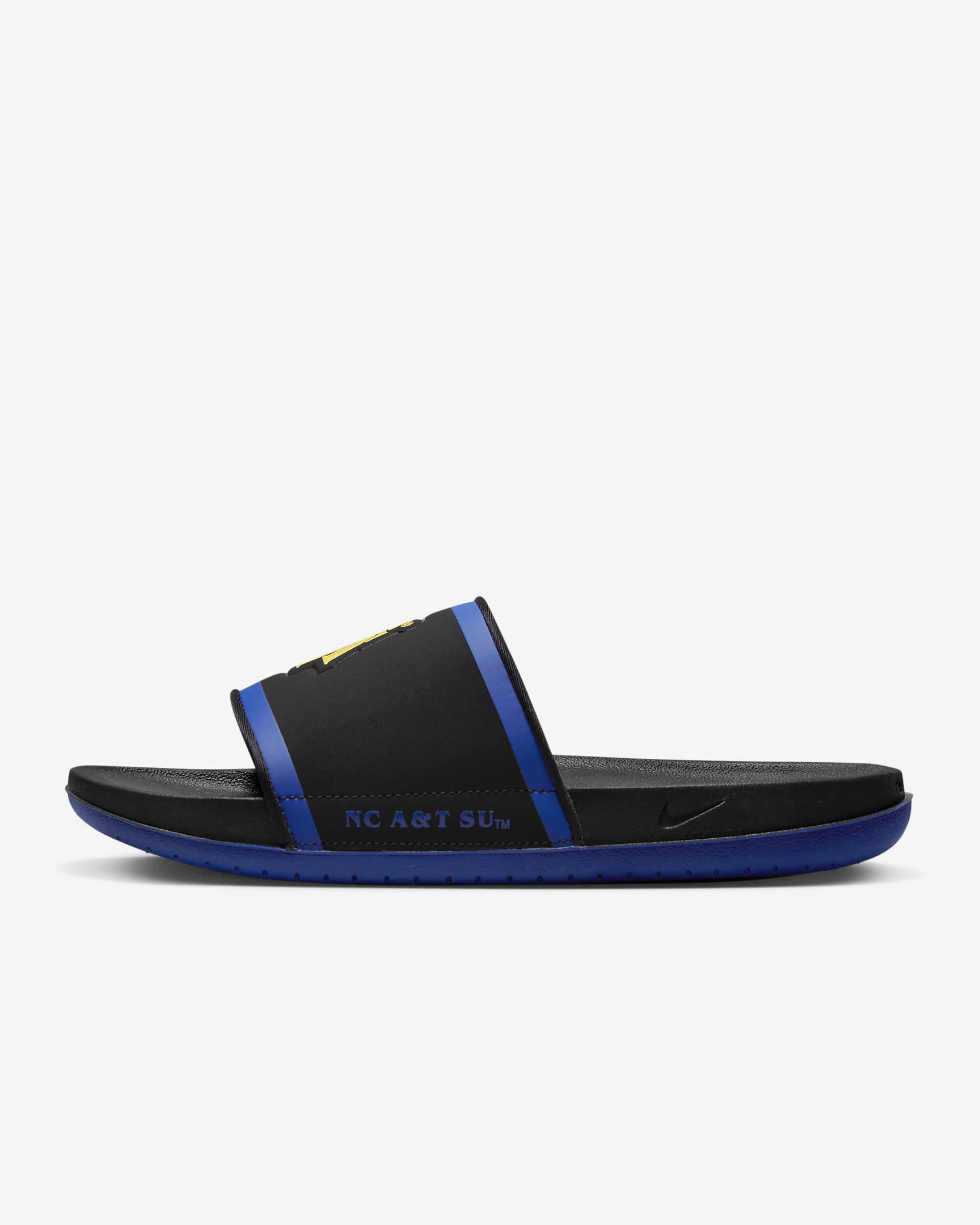 North Carolina A&T Nike College Offcourt Slide - Black/Sport Royal/Varsity Maize