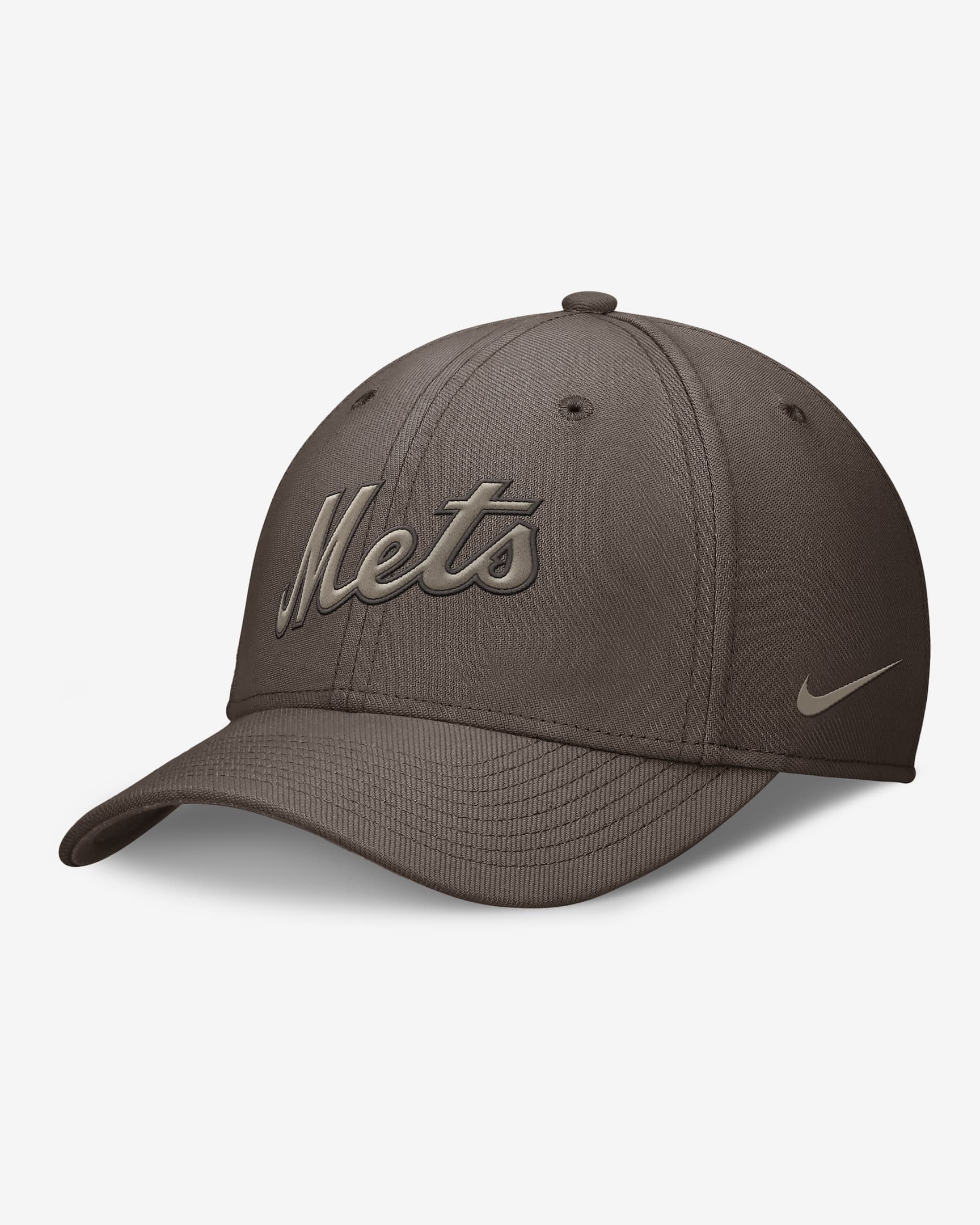 New York Mets Statement Swoosh Men's Nike Dri-FIT MLB Hat - Brown