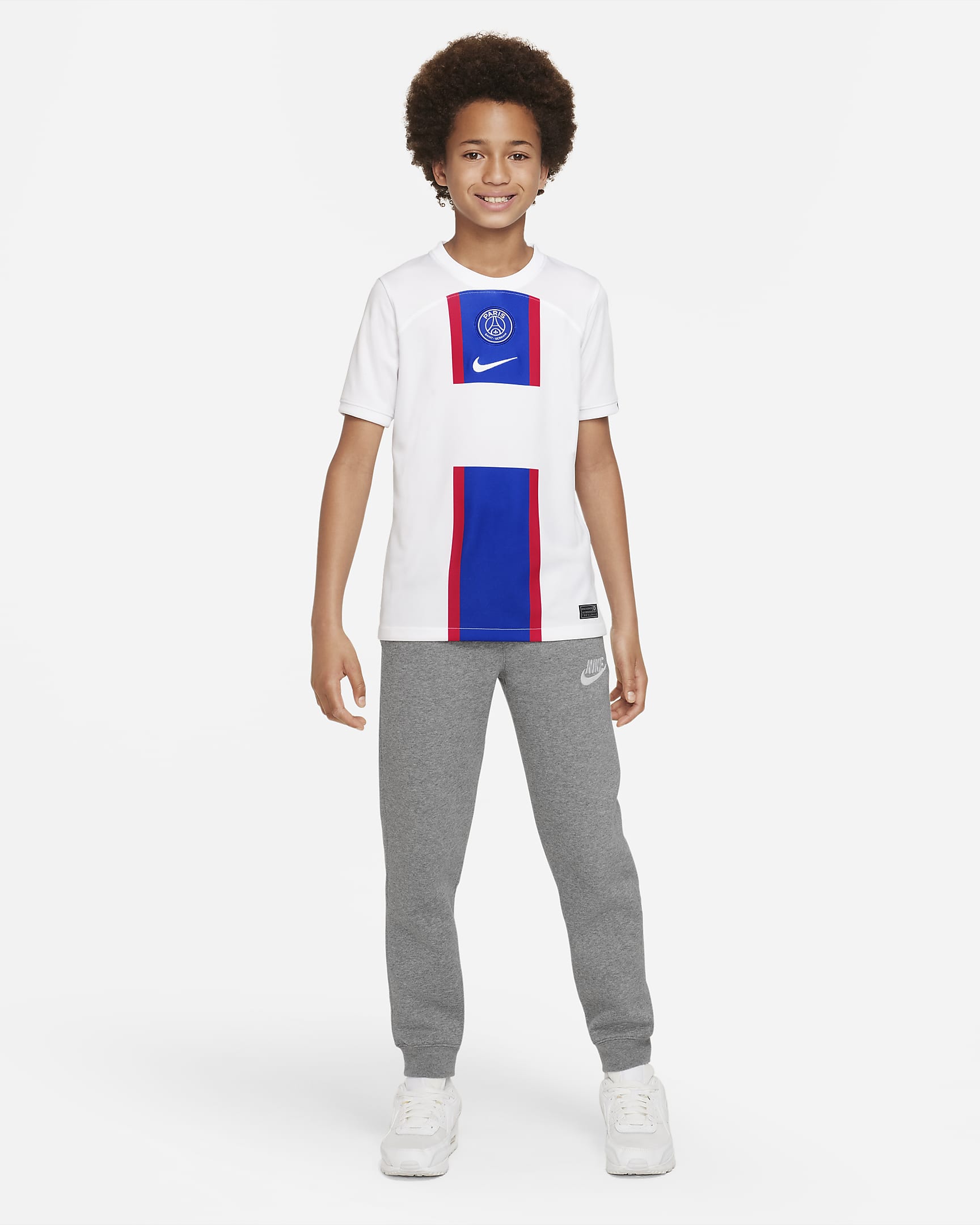 Paris Saint-Germain 2022/23 Stadium Third Older Kids' Nike Dri-FIT Football Shirt - White/Old Royal/White