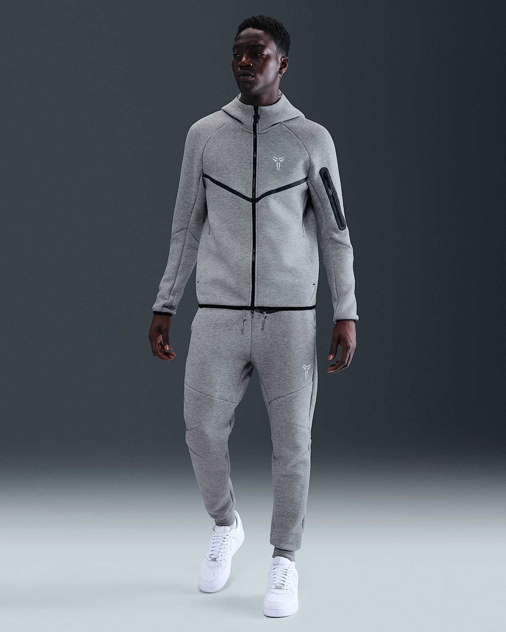 Kobe Men's Tech Fleece Joggers - Dark Grey Heather/White