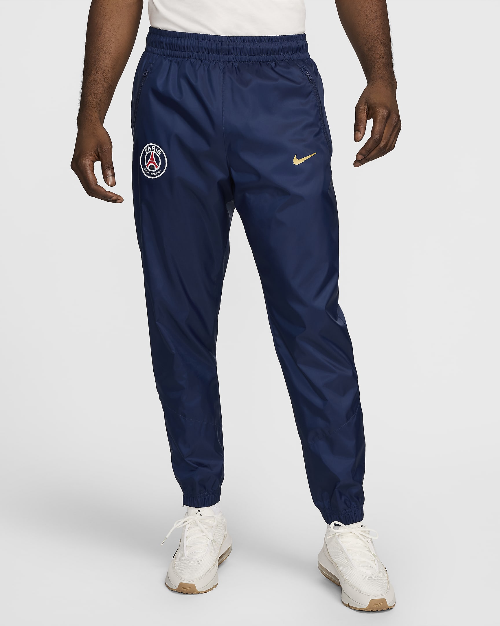 Paris Saint-Germain Windrunner Men's Nike Soccer Woven Pants - Midnight Navy/Metallic Gold