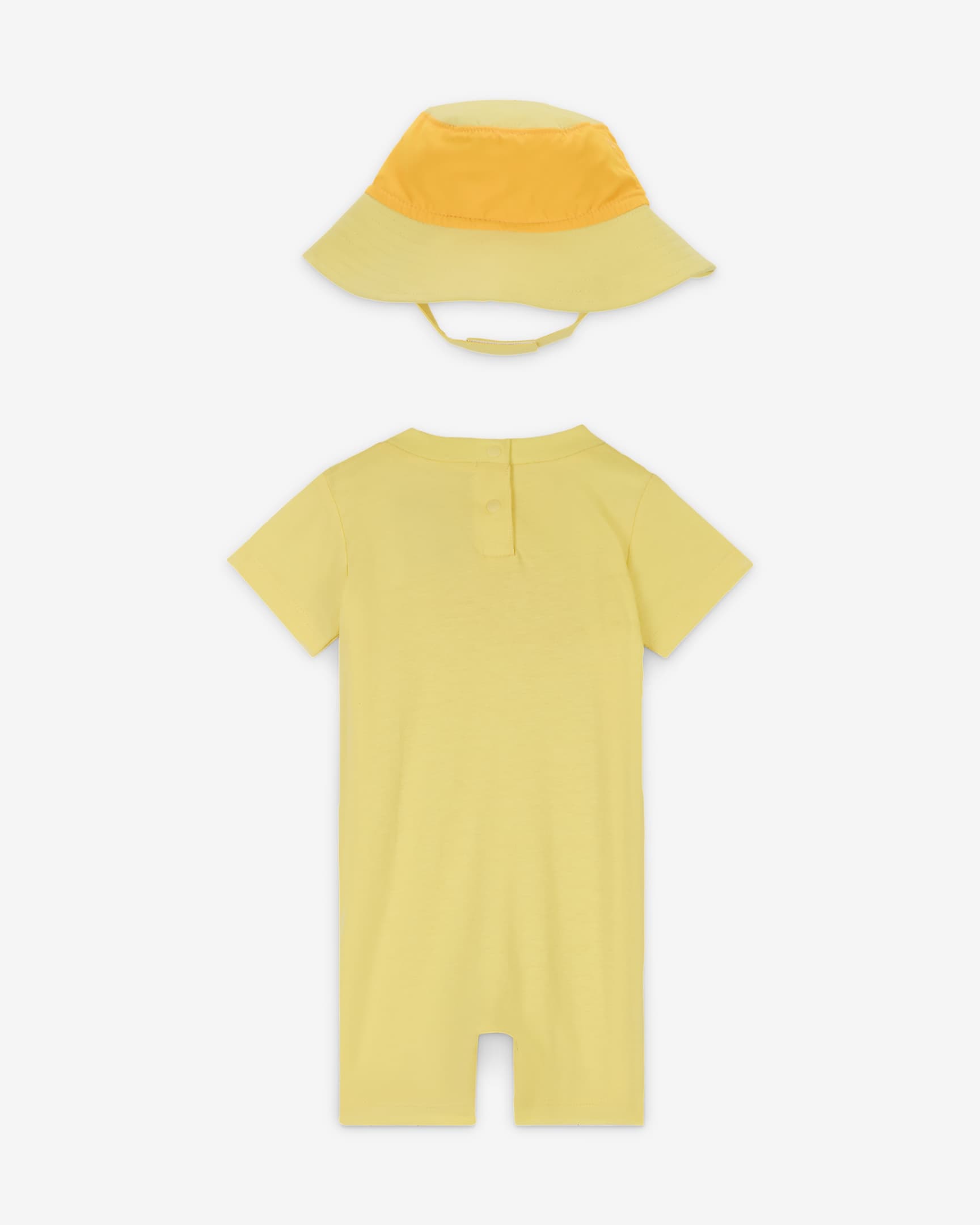 Conjunto de macacão e bucket Nike Sportswear PE para bebé (0–9 meses) - Amarelo Soft