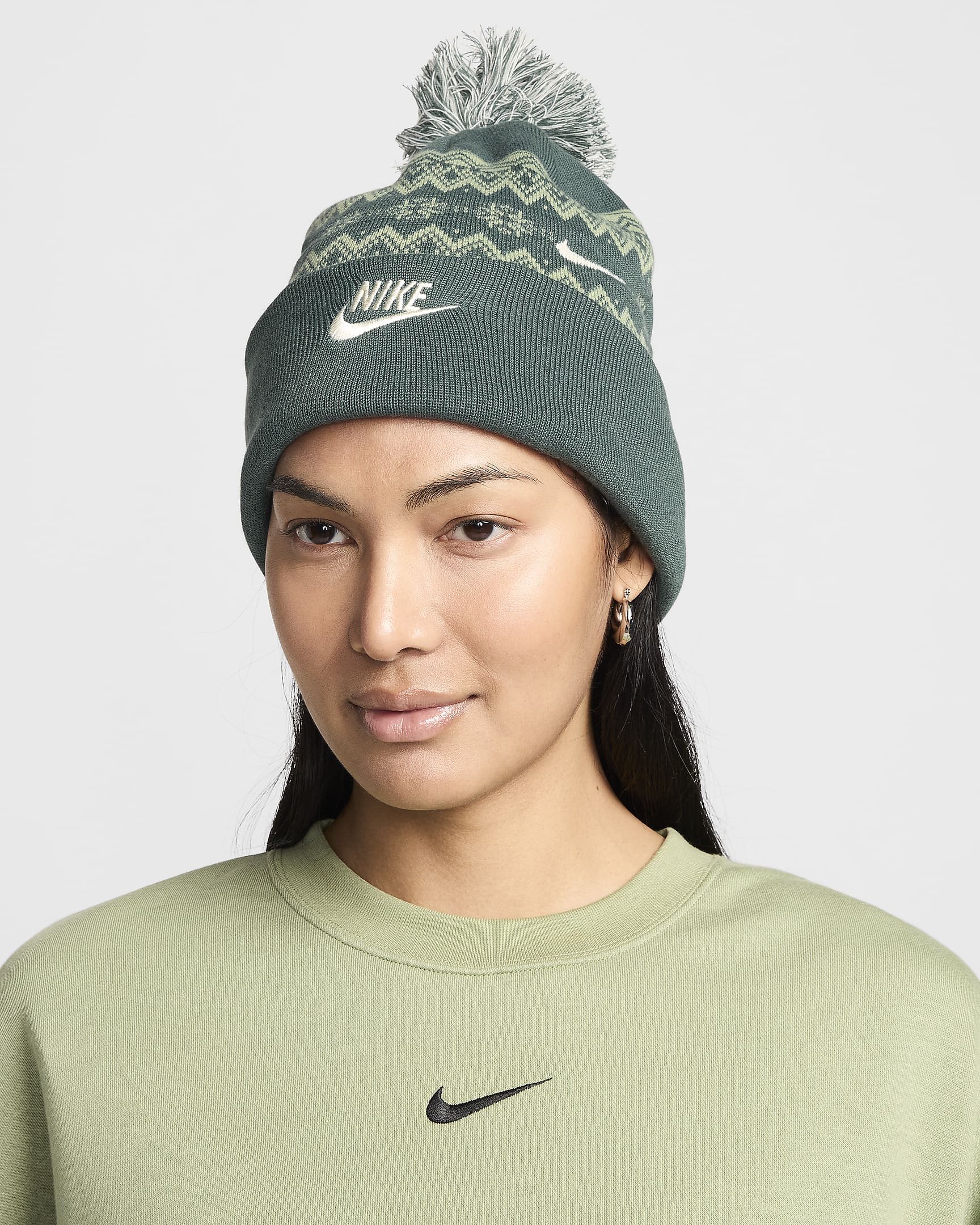 Nike Peak Beanie - Vintage Green/Coconut Milk/Oil Green/Coconut Milk