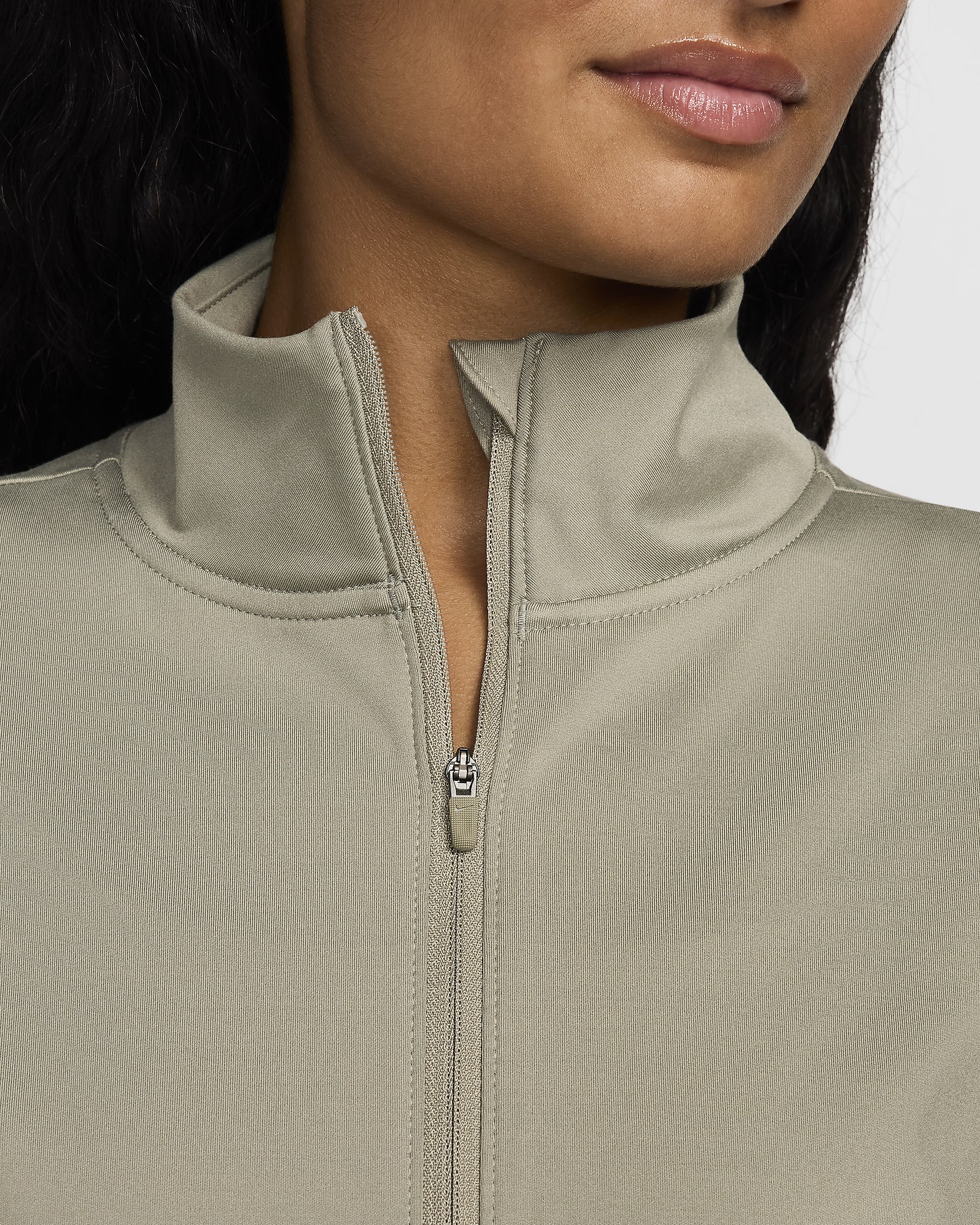 Capa media Dri-FIT de cierre completo para mujer Nike One - Militar claro/Negro