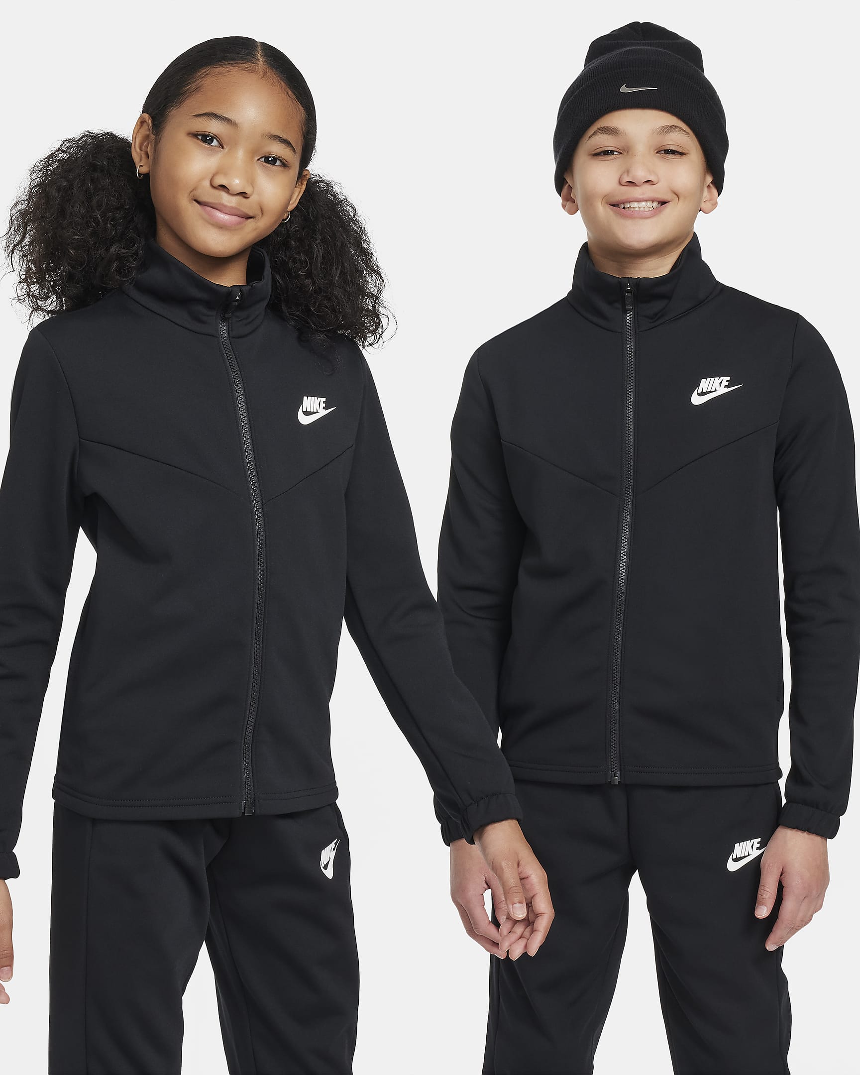 Conjunto de entrenamiento para niños talla grande Nike Sportswear - Negro/Negro/Blanco