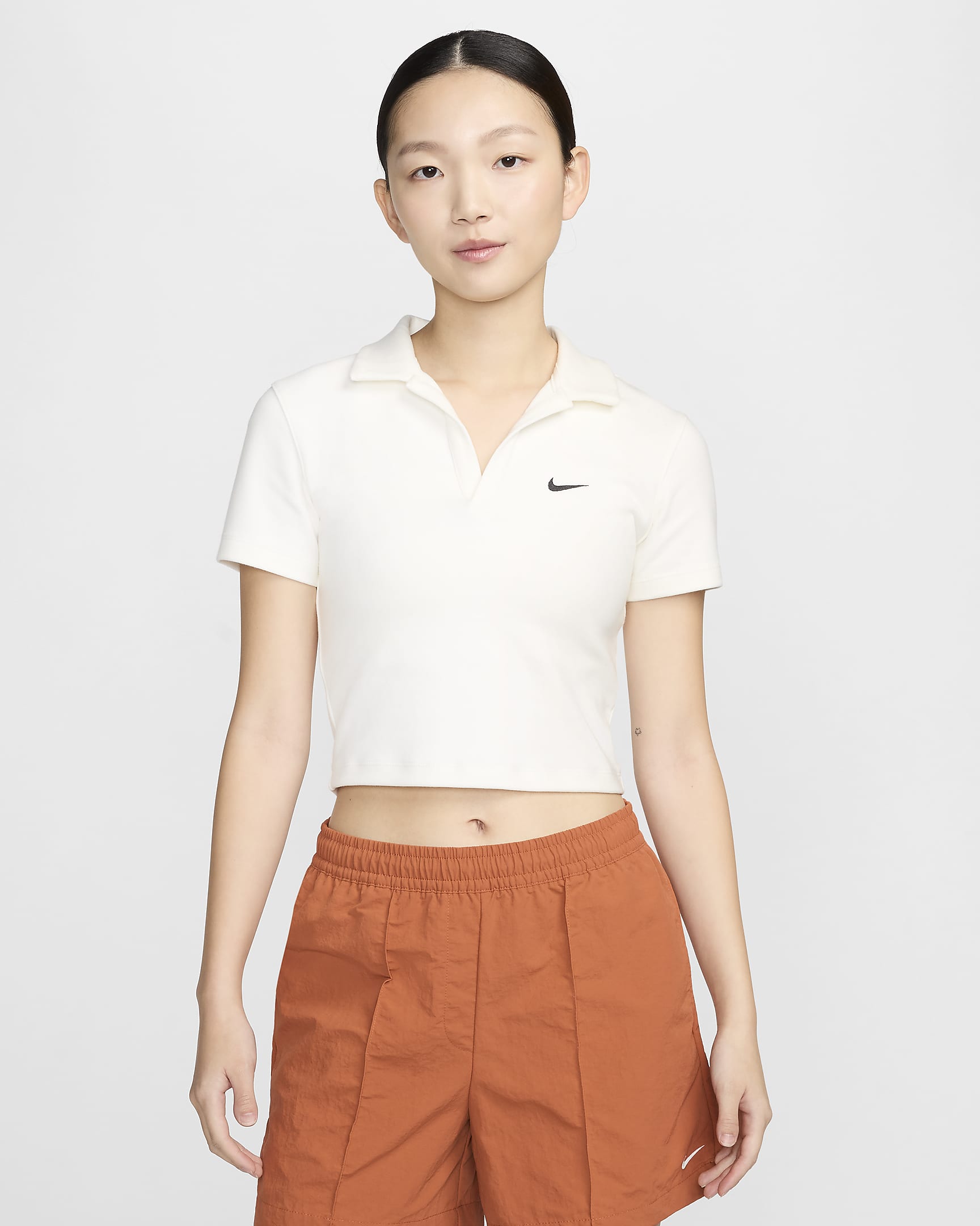 Nike Sportswear Essential Women's Short-Sleeve Polo Top - Sail/Black