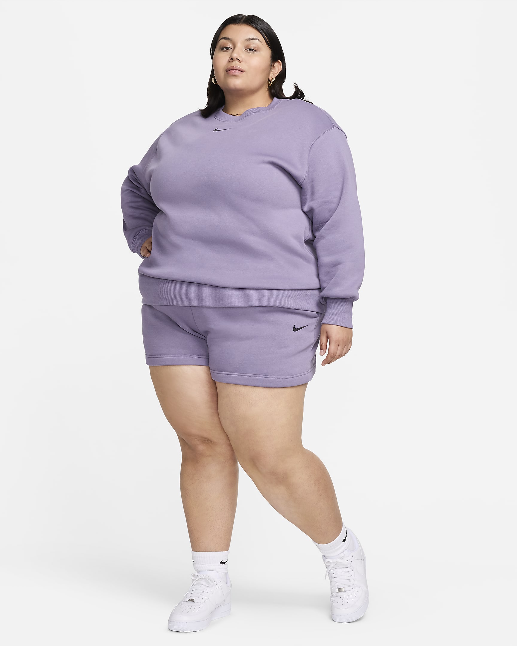 Nike Sportswear Phoenix Fleece Women's High-Waisted Loose Shorts (Plus Size) - Daybreak/Black