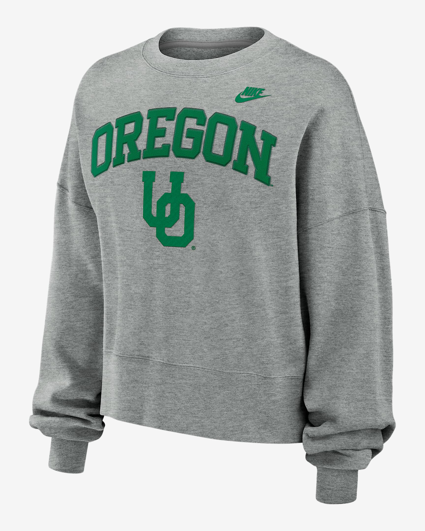 Oregon Legacy Classic Arch Women's Nike College Pullover Crew - Grey Heather