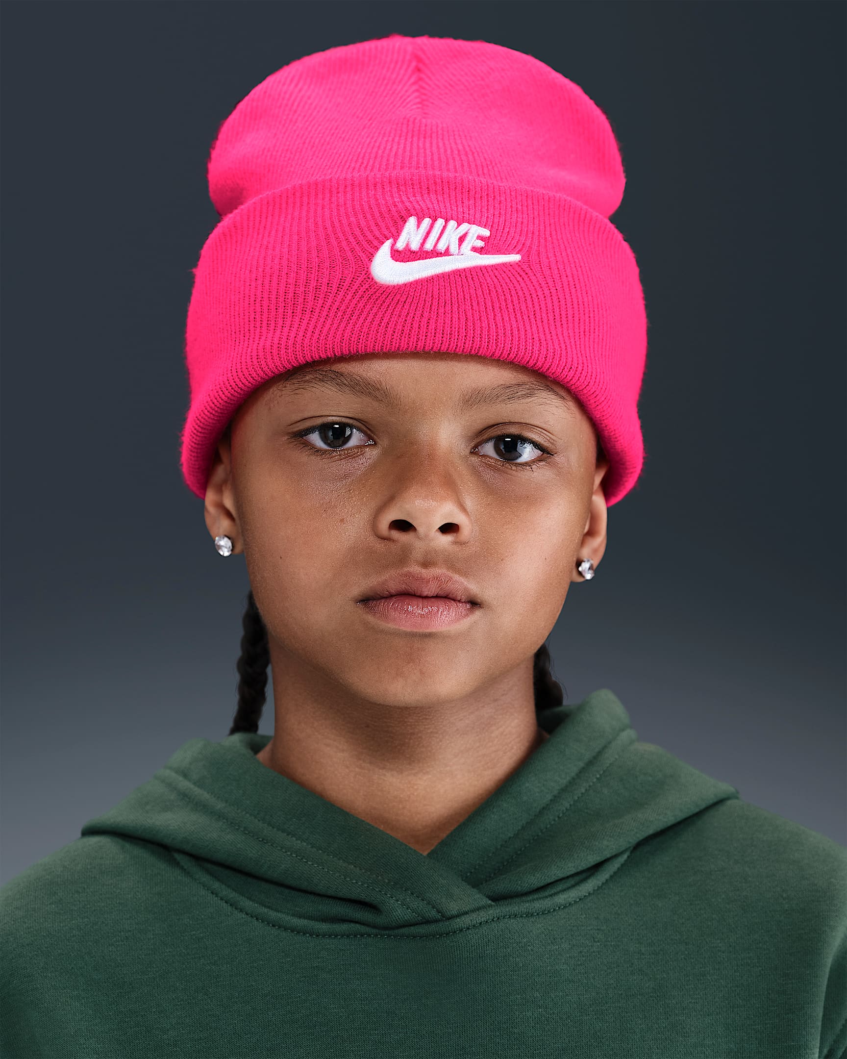 Nike Peak Big Kids' Beanie - Hyper Pink/White