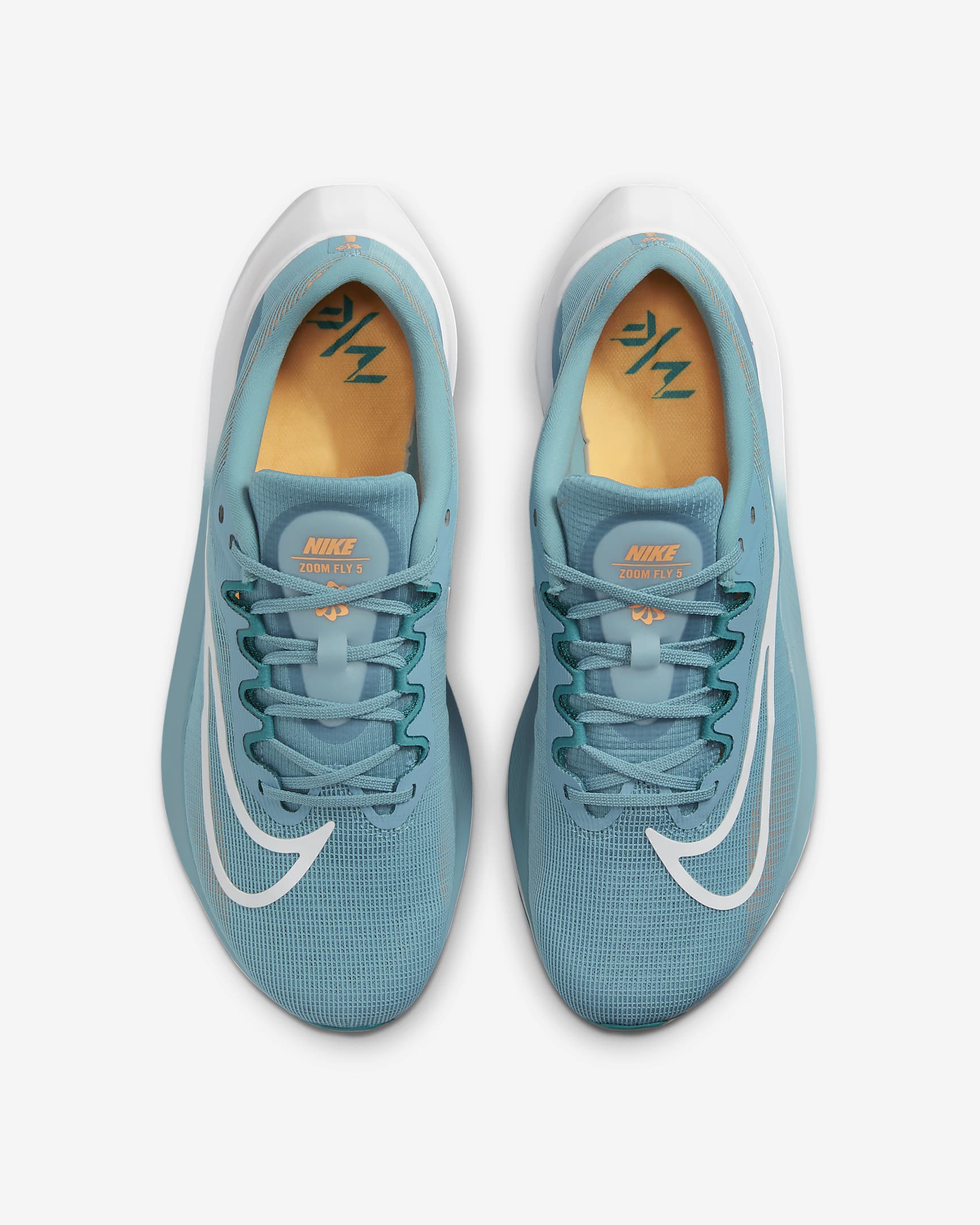 Nike Zoom Fly 5 Men's Road Running Shoes - Cerulean/Bright Spruce/Peach Cream/White