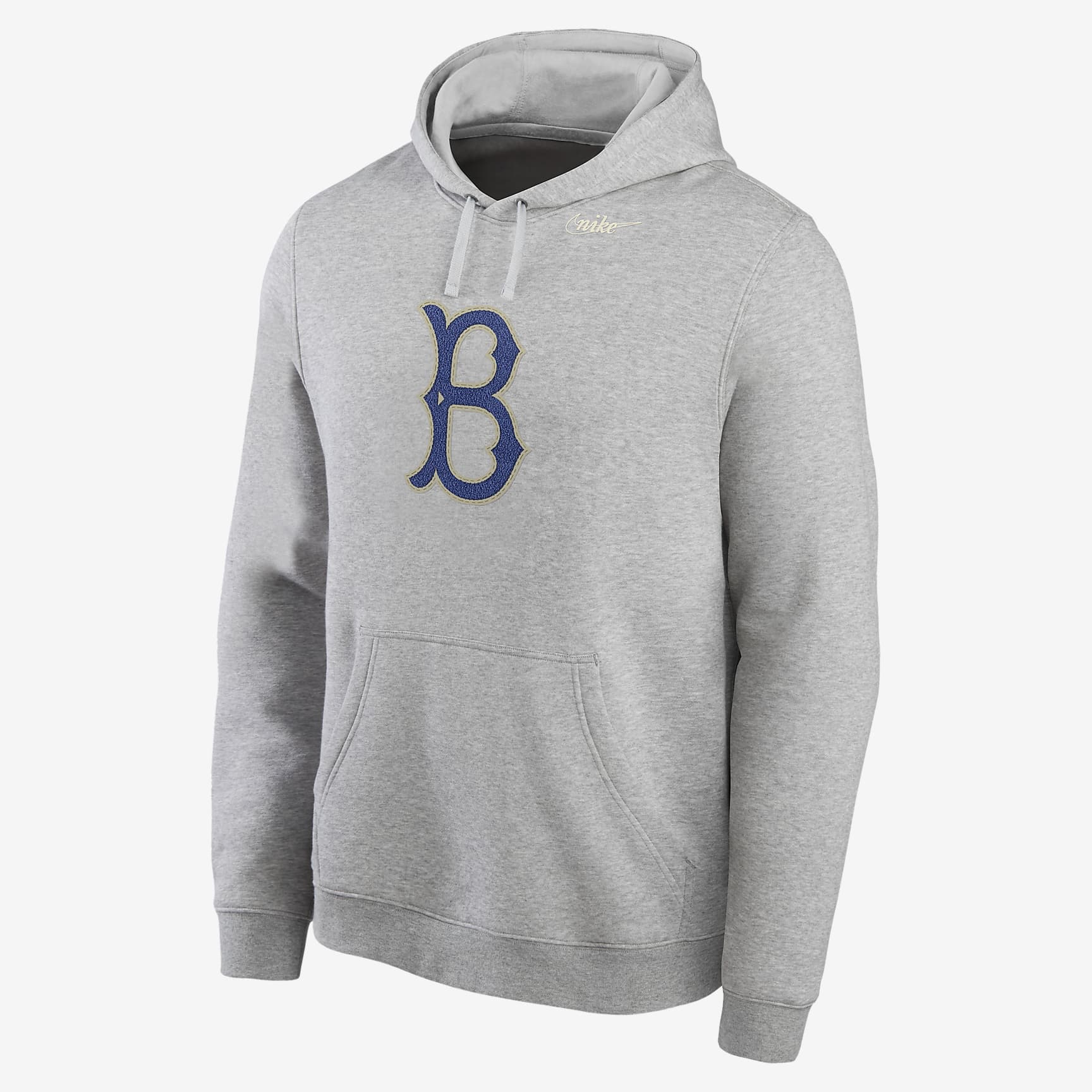 Nike Cooperstown Patch Club (MLB Brooklyn Dodgers) Men's Pullover Hoodie - Dark Grey Heather