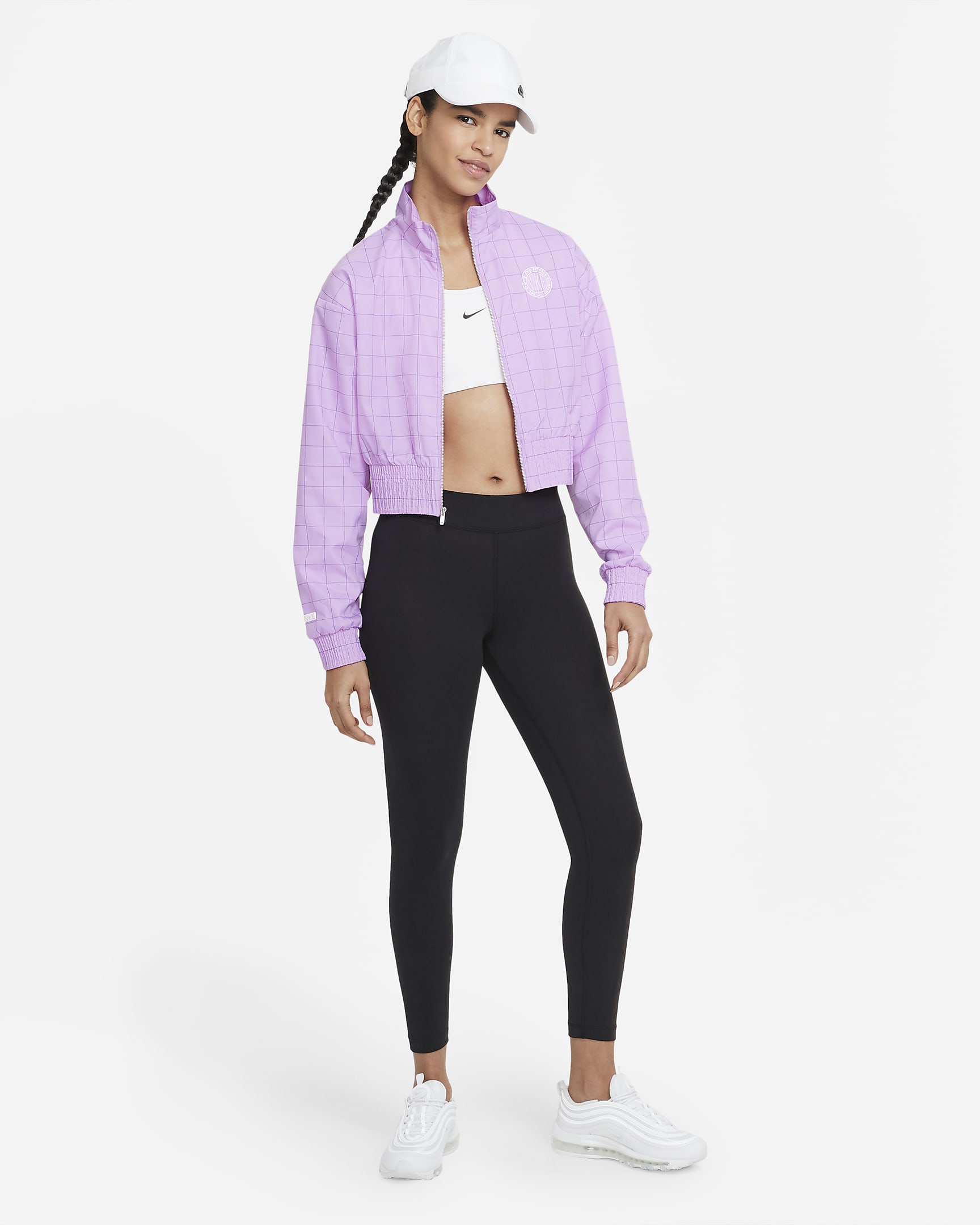 Nike Sportswear Essential-7/8-leggings med mellemhøj talje til kvinder - sort/hvid