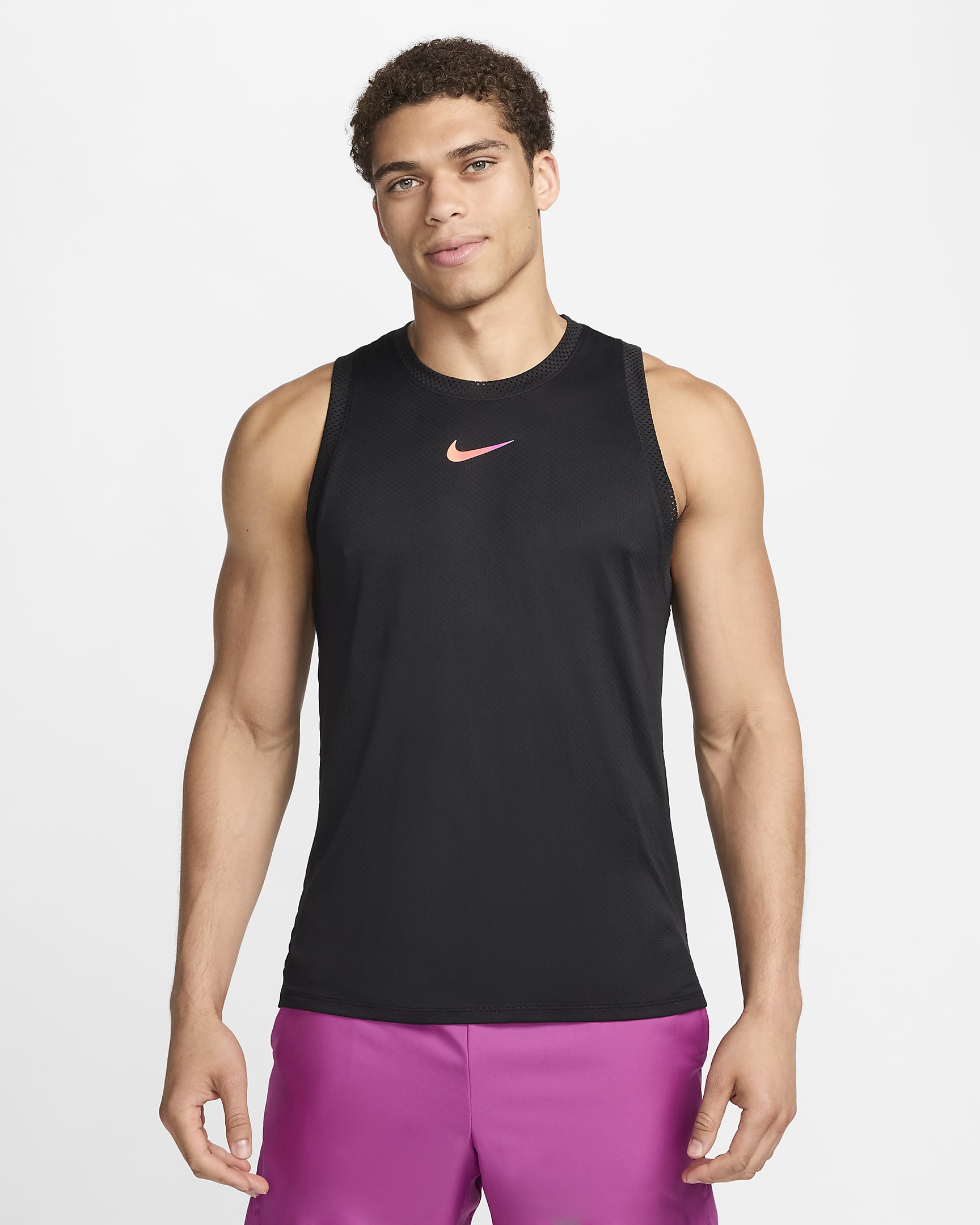 NikeCourt Slam Dri-FIT Tennis-Tanktop (Herren) - Schwarz/Schwarz/Light Wild Mango