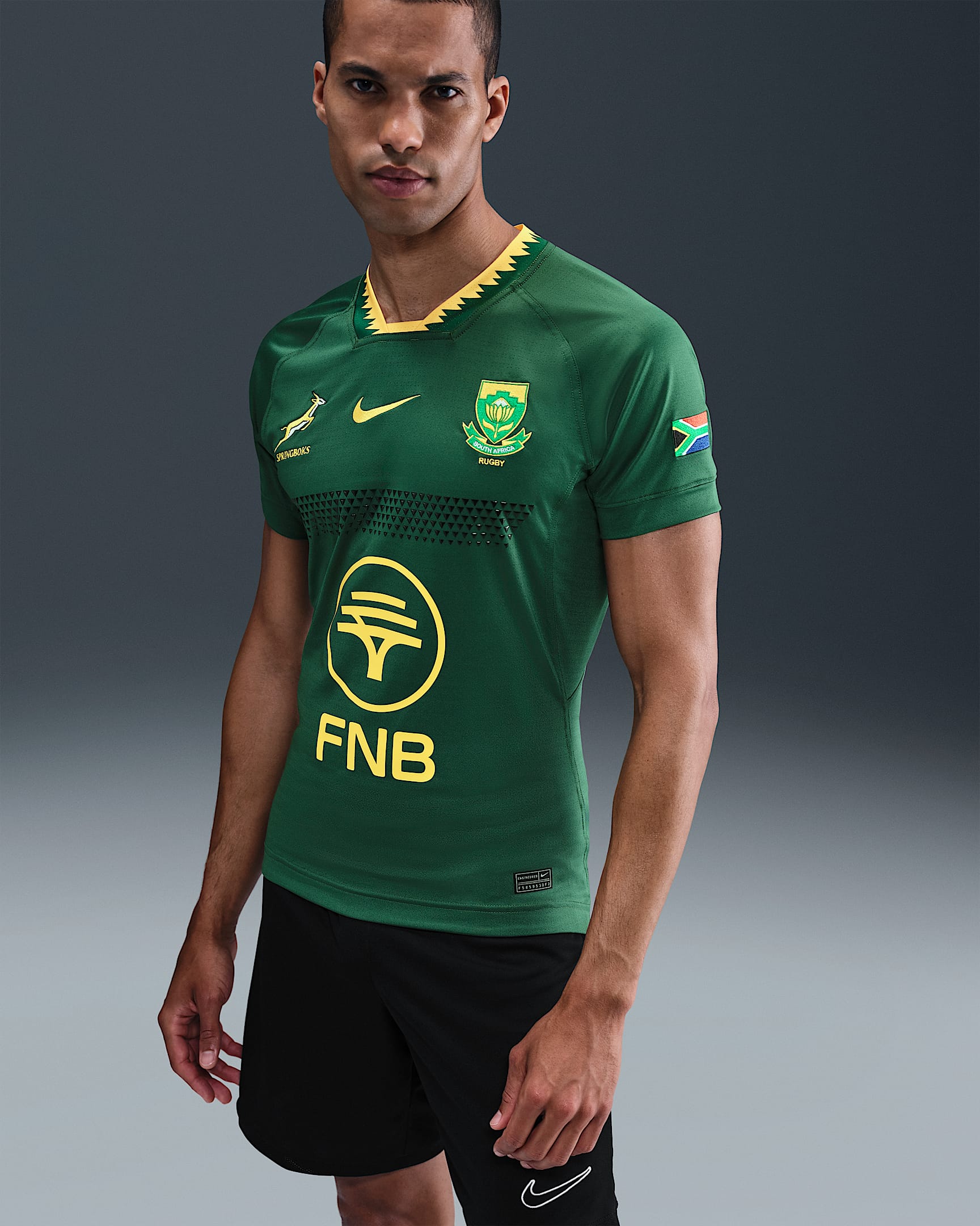 Maillot de rugby Authentic Nike Springboks 2025/26 Match Domicile pour homme - Gorge Green/University Gold