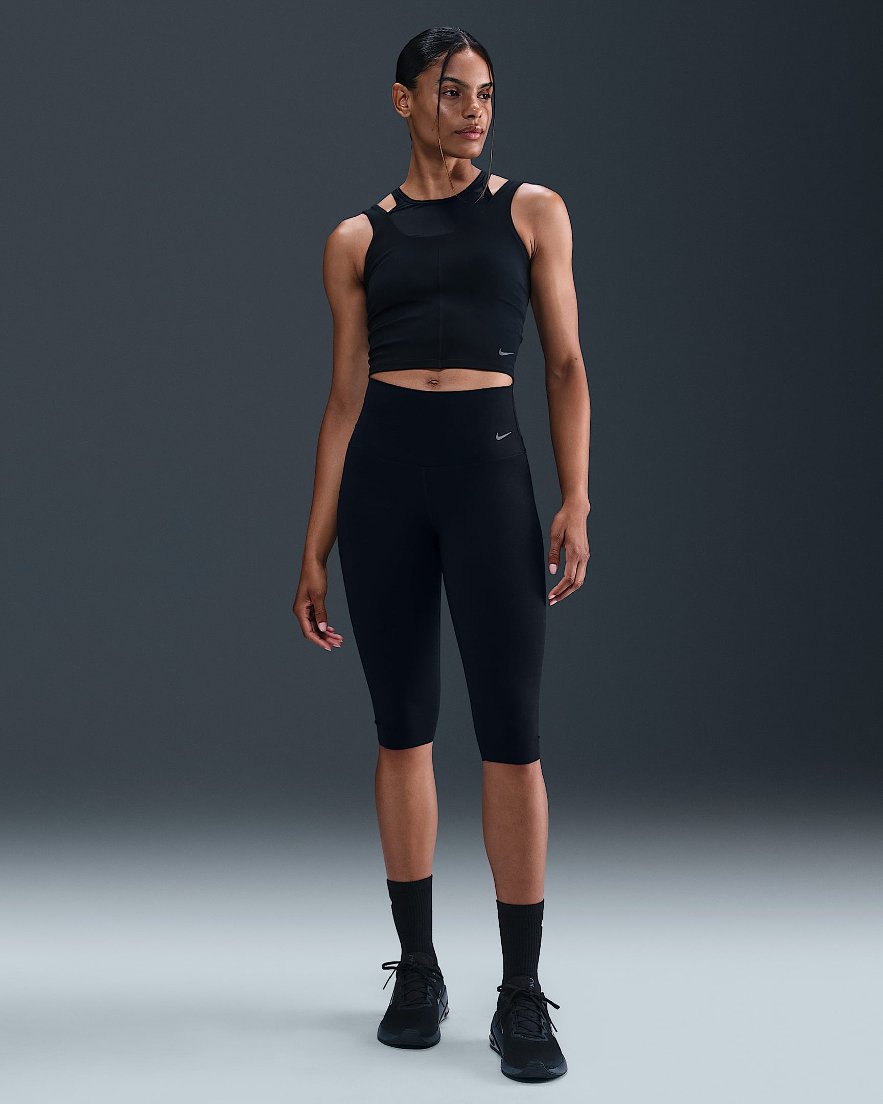 Nike Zenvy Women's Gentle-Support High-Waisted Capri Leggings - Black/Black