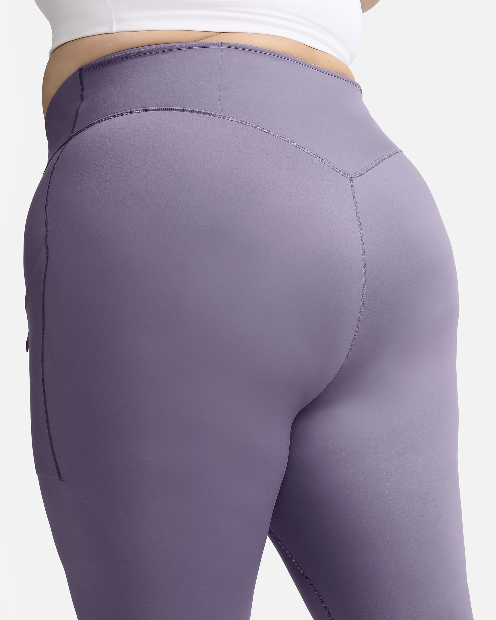 Leggings Nike Go i 7/8-längd med hög midja, fickor och fast stöd för kvinnor (Plus Size) - Daybreak/Svart