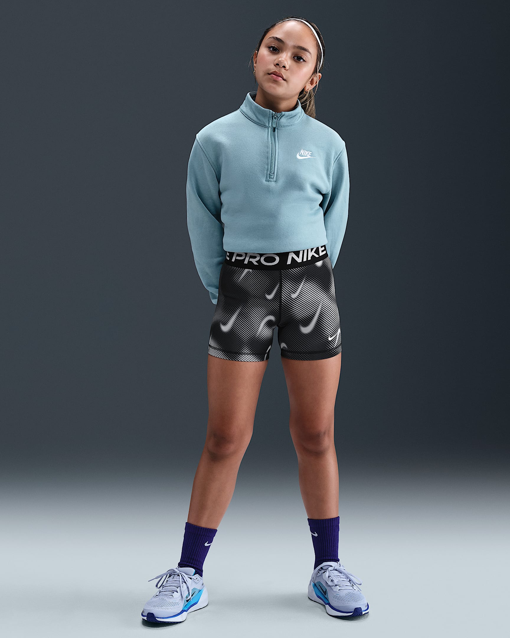 Shorts Dri-FIT de 8 cm para niña talla grande Nike Pro - Negro/Blanco